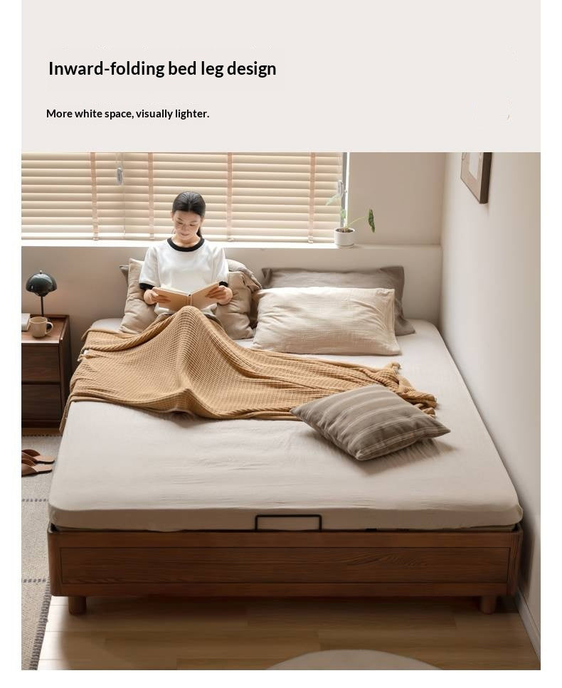 Oak Solid Wood Modern Platform Bed, Headboard-Free Box Bed