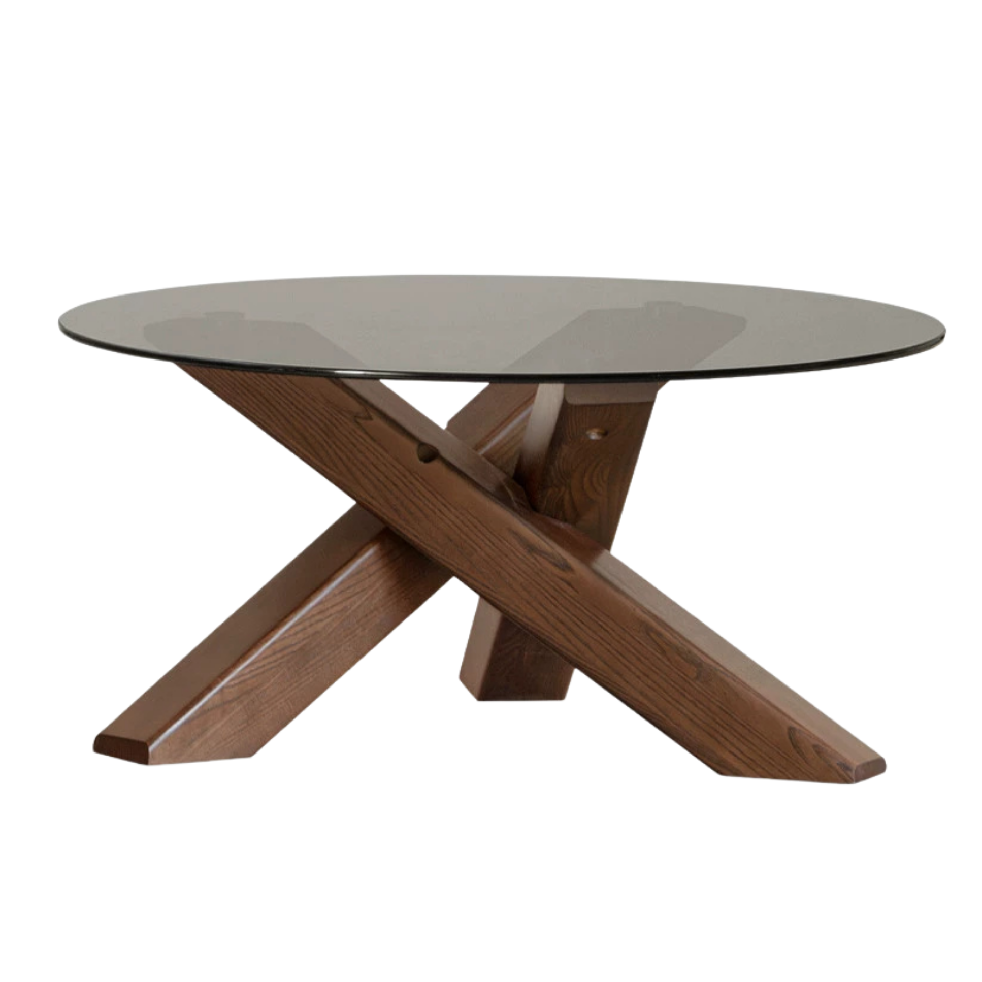 Ash Solid Wood Italian Light Luxury Round Glass Table