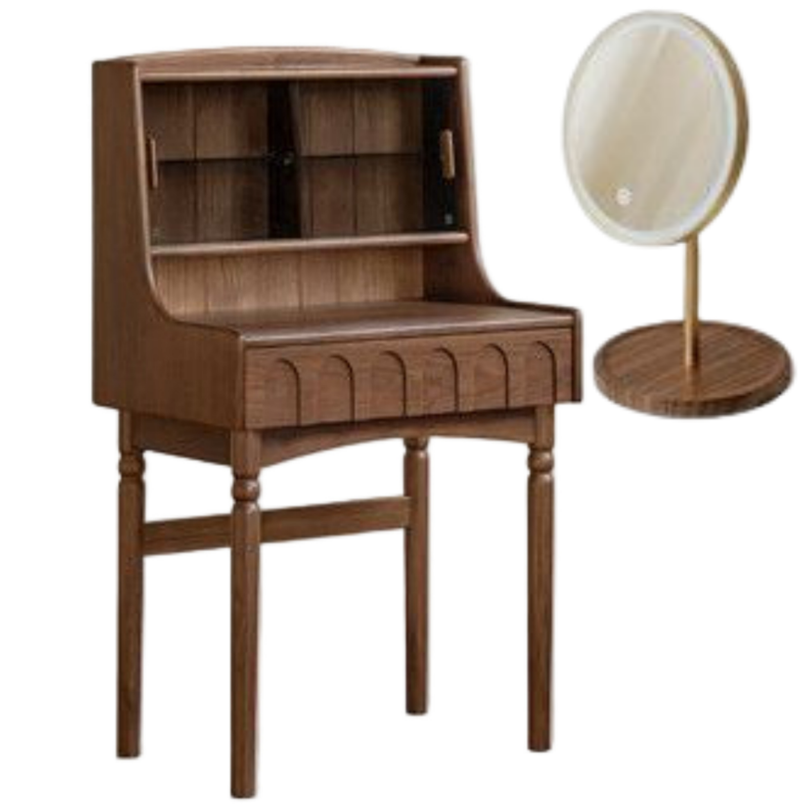 Black Walnut Solid Wood French Retro Multifunctional Vanity Table