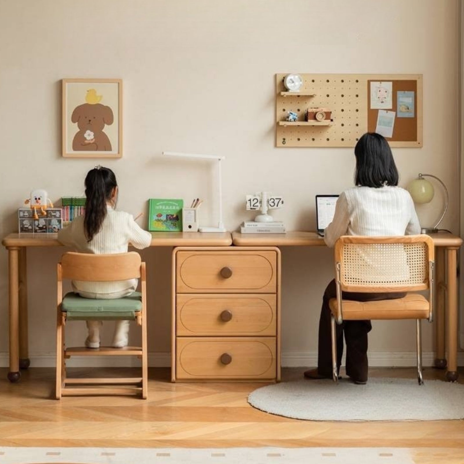 Beech Solid Wood Сhildren's Double Desk