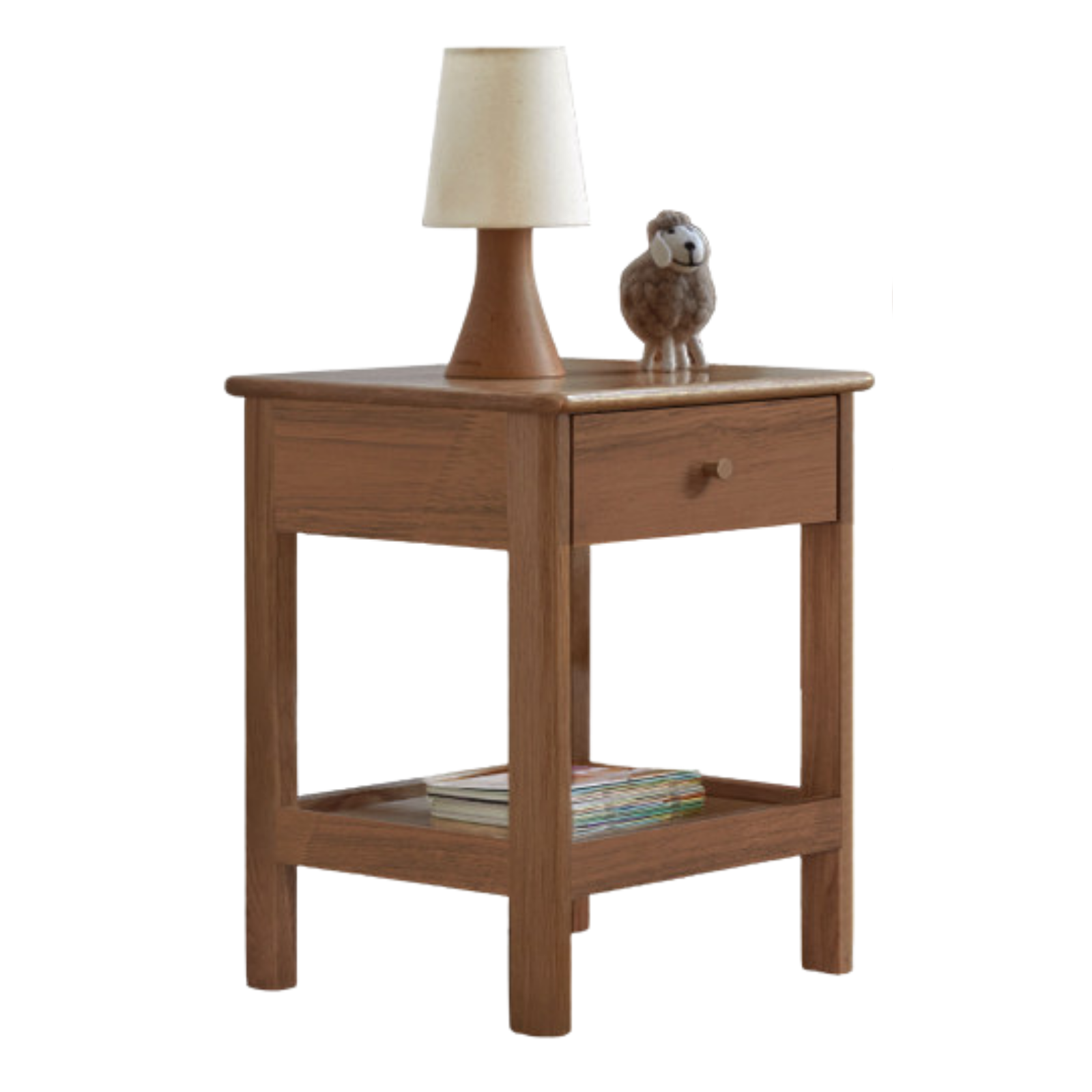 Oak, Beech Solid Wood, Solid RubberWood Nightstand.
