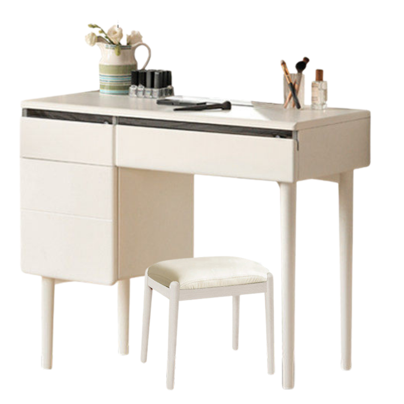 Solid Rubberwood Vanity Table Warm White.