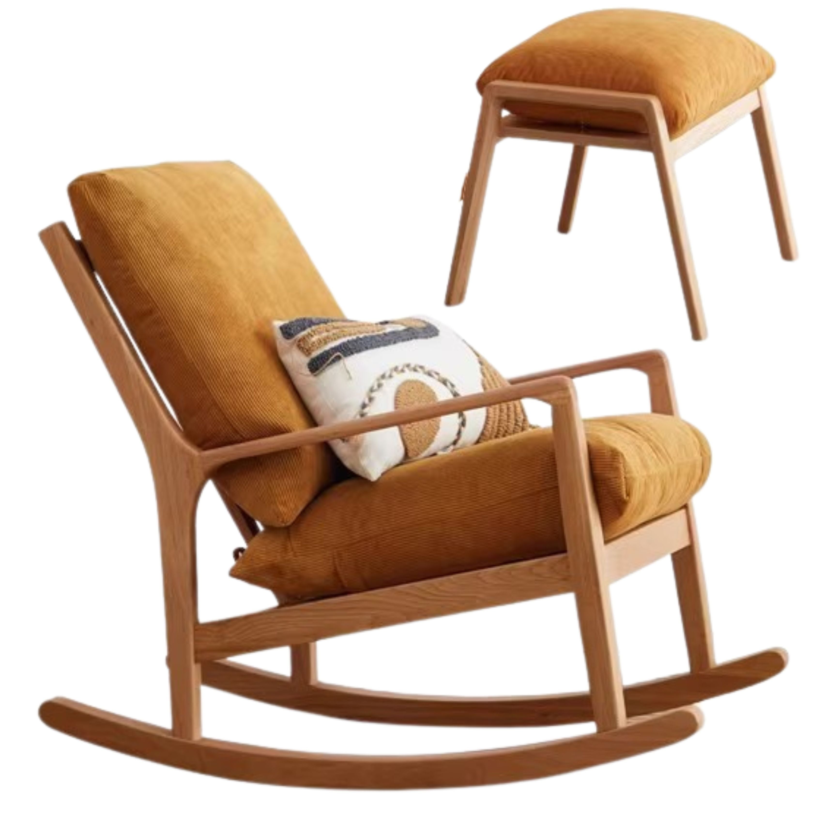 Oak Solid Wood Single Lazy Rocking Sofa Chair