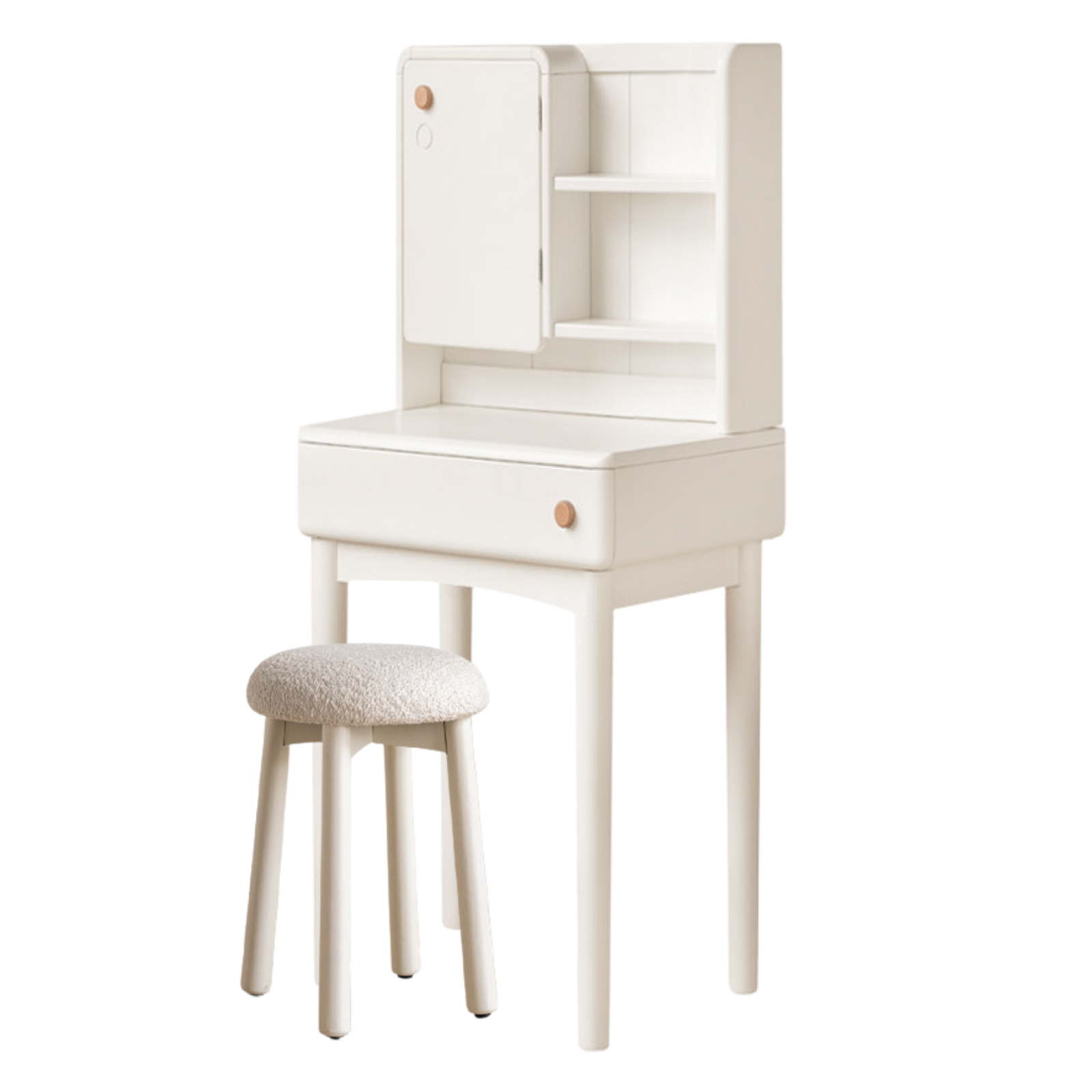 Solid Rubberwood Cream Style Vanity Table With Makeup Mirror.