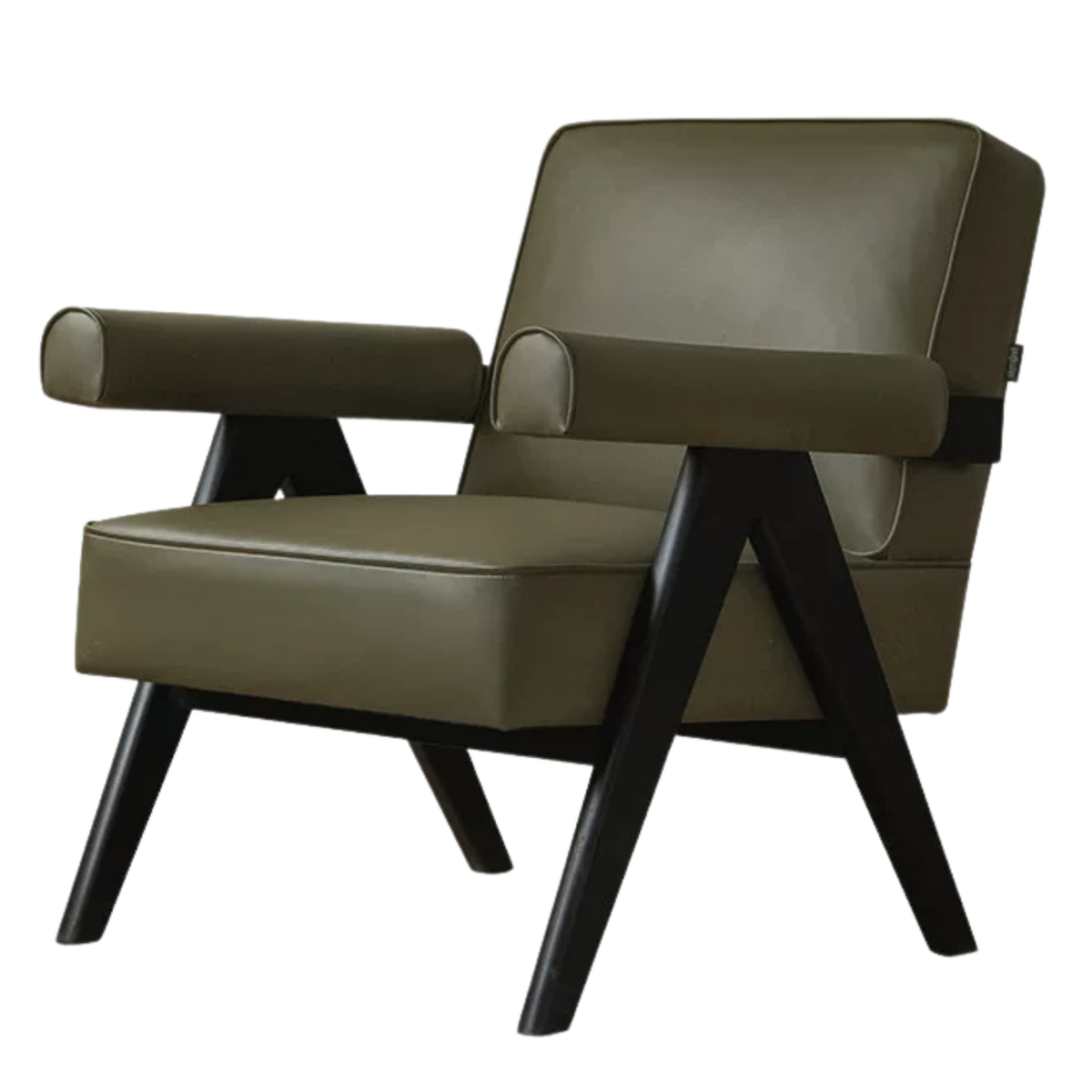 Oak Solid Wood Leather Modern Accent Chair