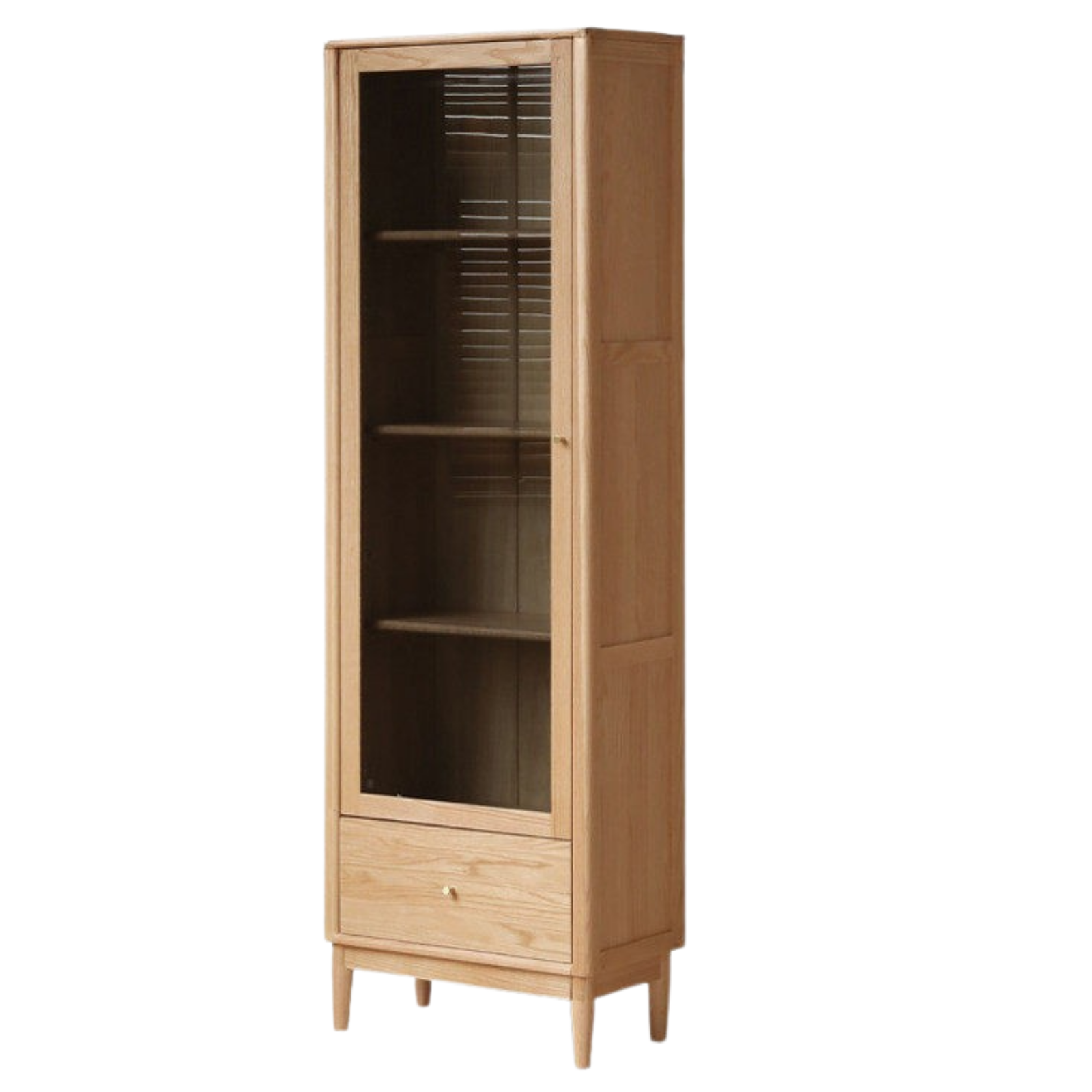 Oak, Ash Solid Wood Modern Glass Door Bookcase