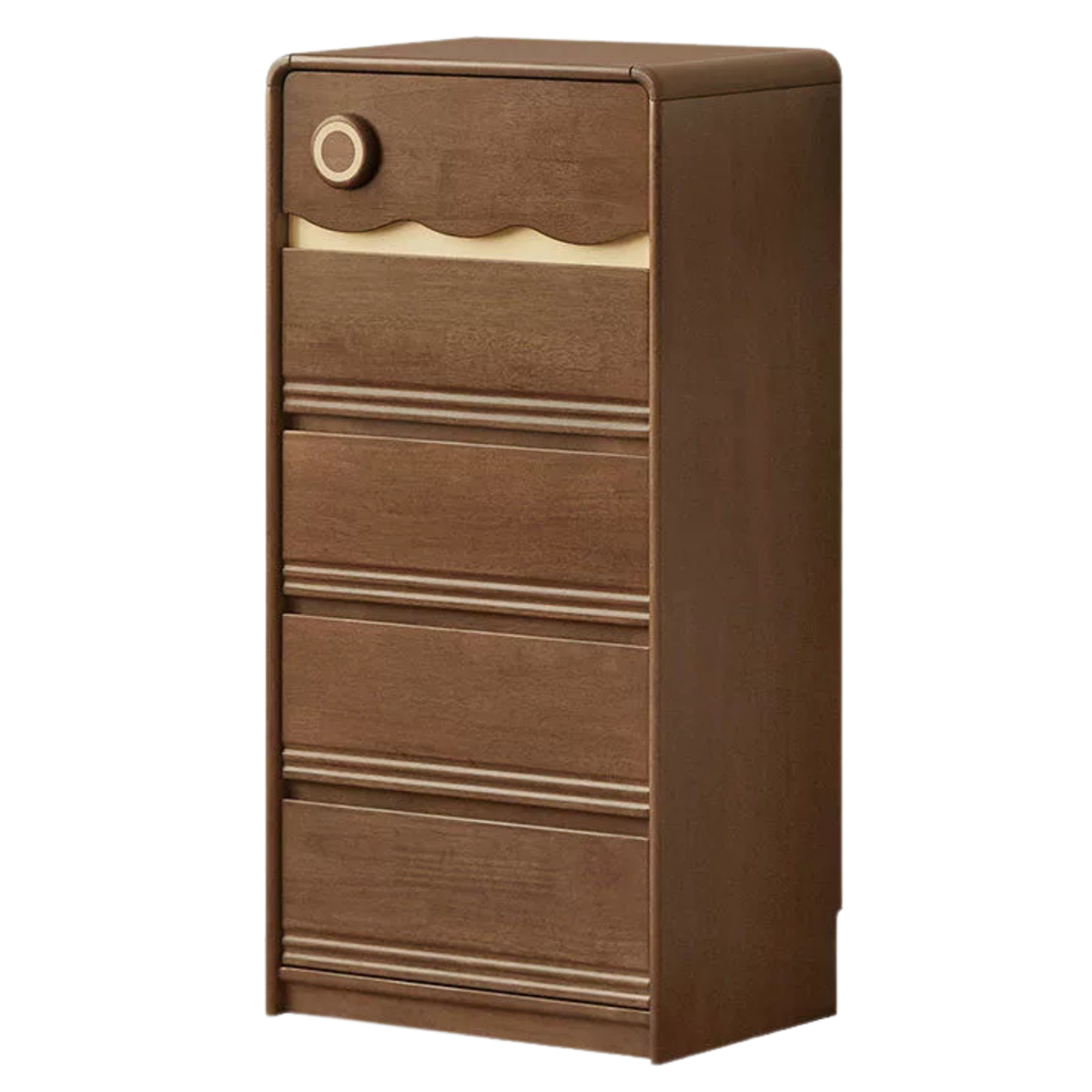 Beech Solid Wood, Solid RubberWood Scalloped Kids Dresser with Round Knobs