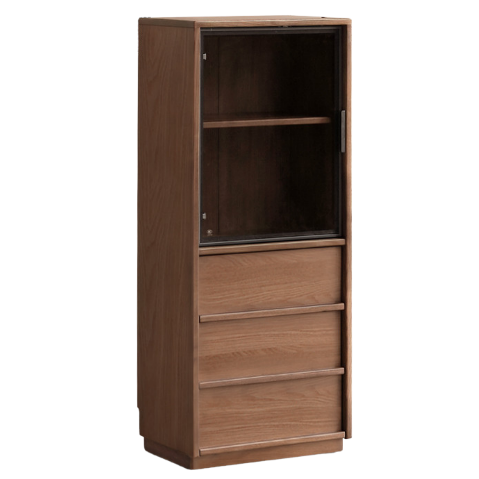 Black Walnut, Ash Solid Wood Side Cabinet With Light Display