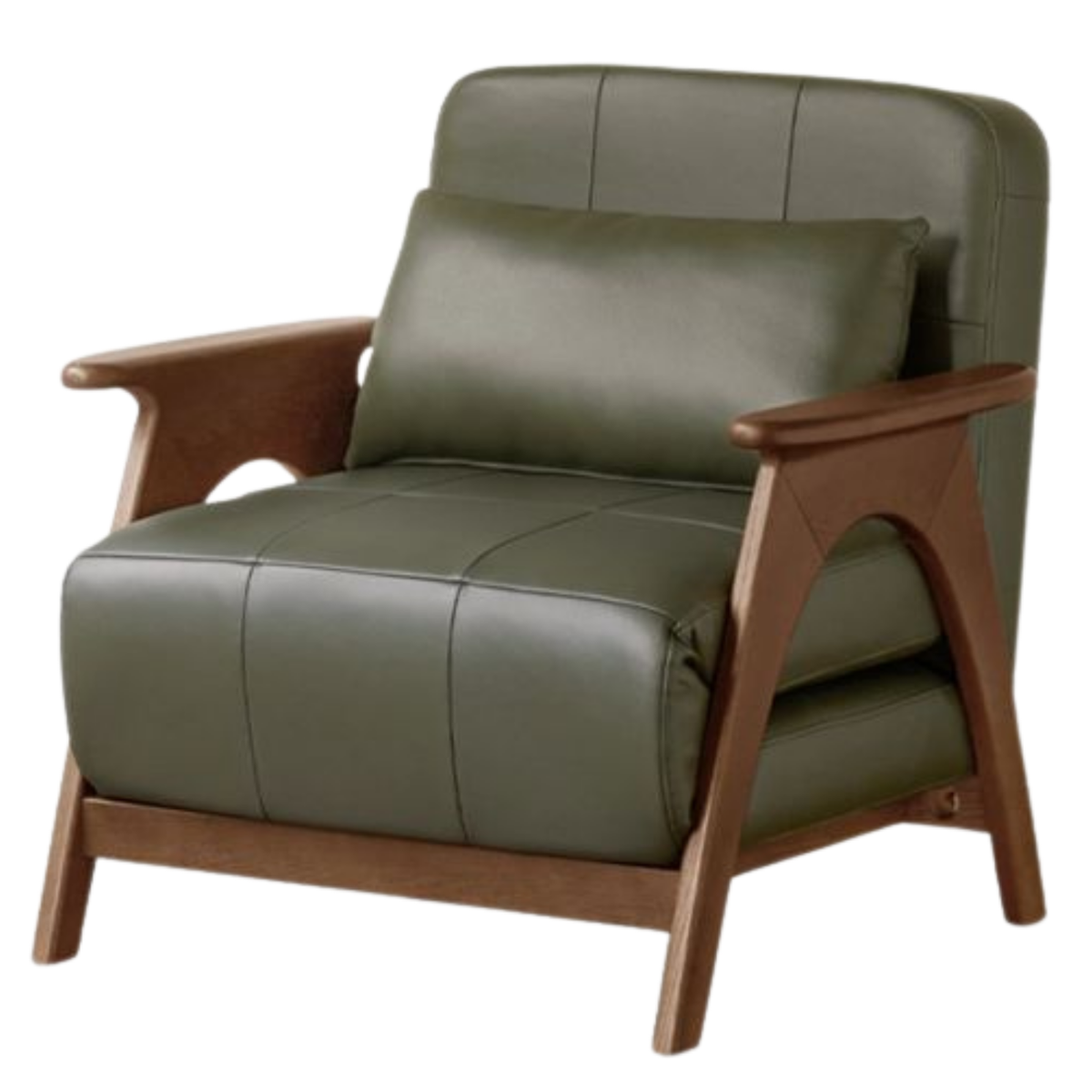 Oak Solid Wood A-Frame Accent Chair with Adjustable Backrest and Sleeper Function