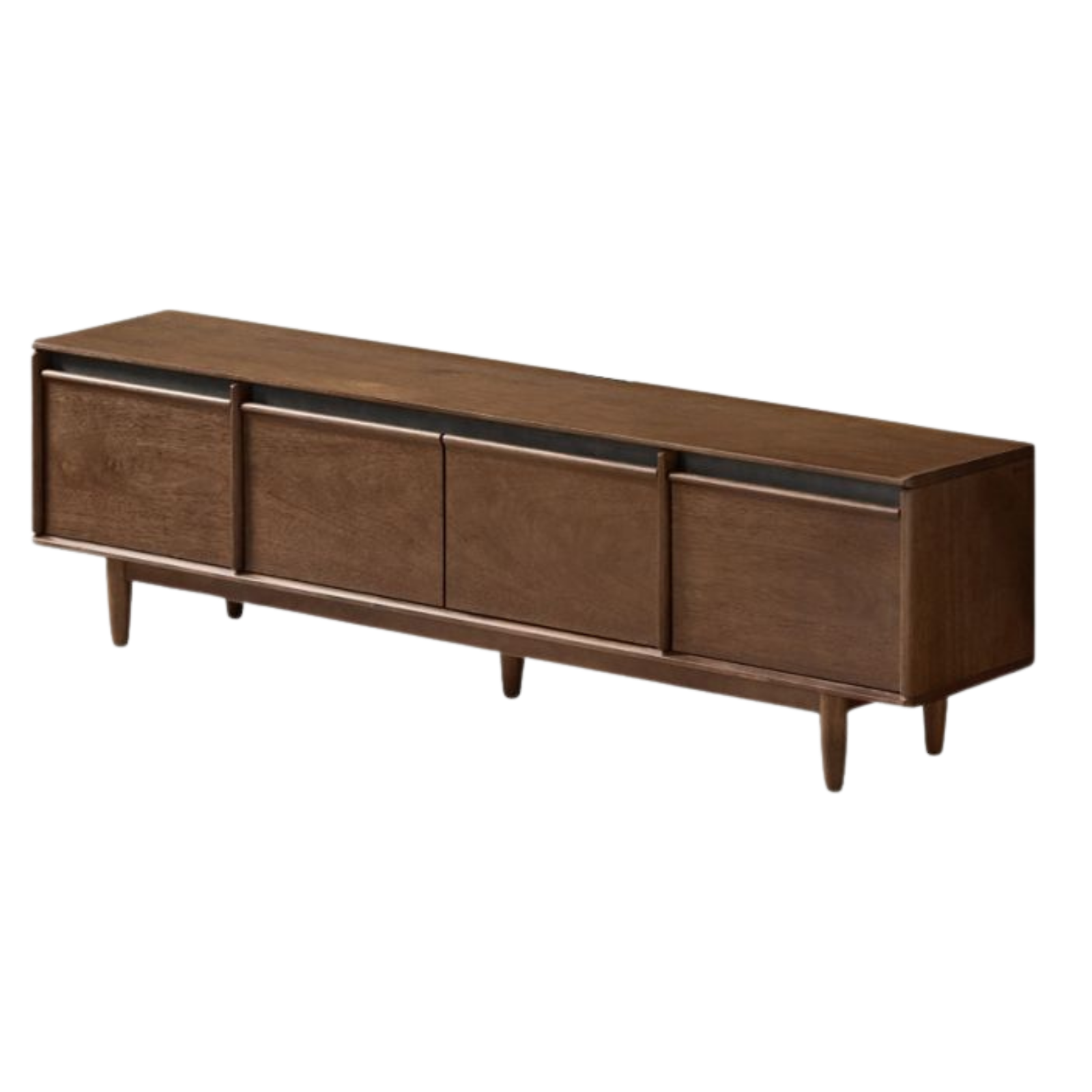 Sandalwood Solid Wood Italian Minimalist TV Console with Tapered Legs