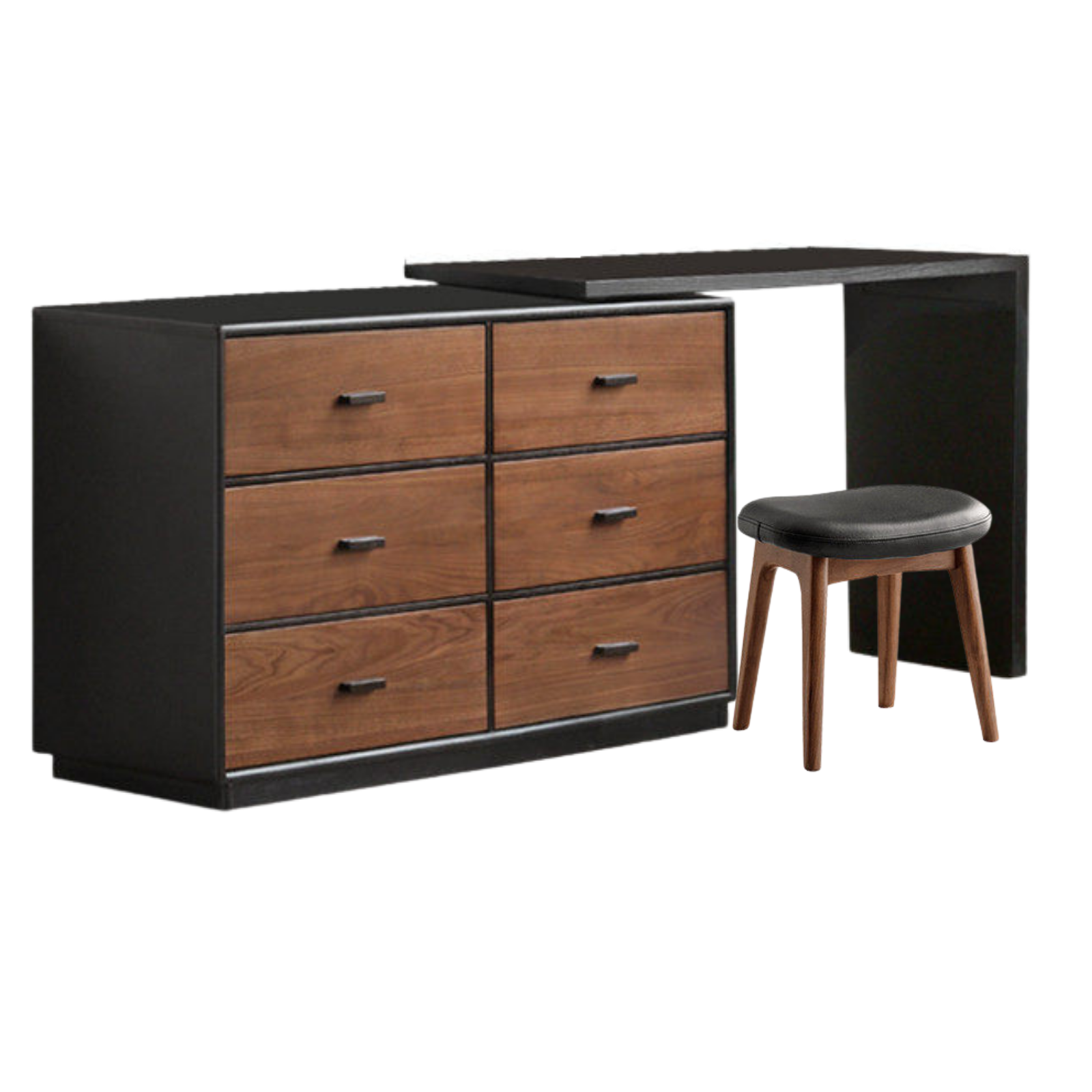 Black Walnut Solid Wood Italian Light Luxury Vanity Table.