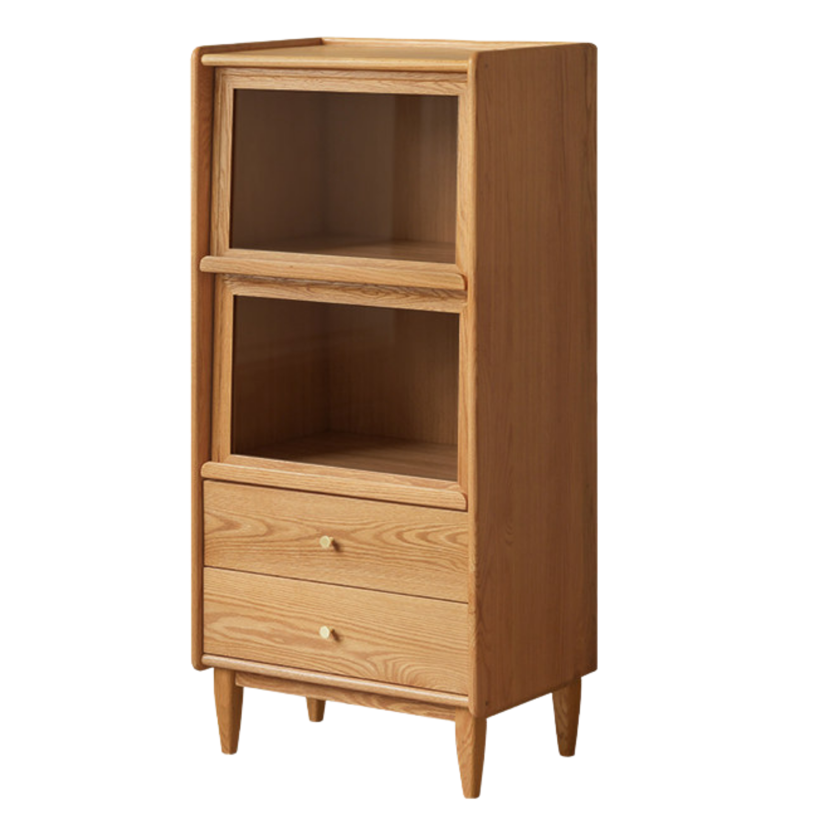 Oak, Ash Solid Wood Flip Door Side Cabinet LED Light