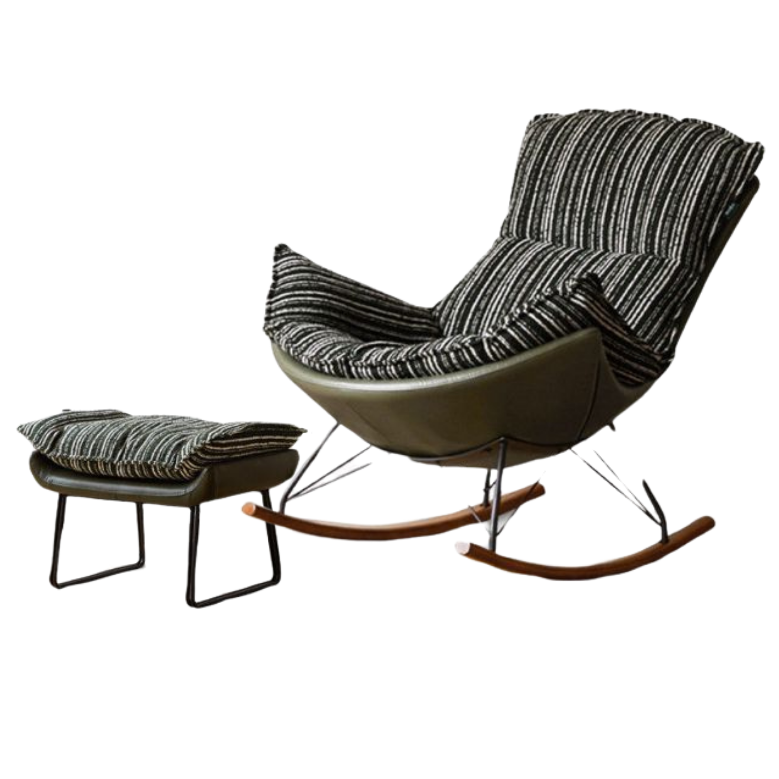 Beech Solid Wood Mid-Century Rocking Lounge Chair with Shell Seat