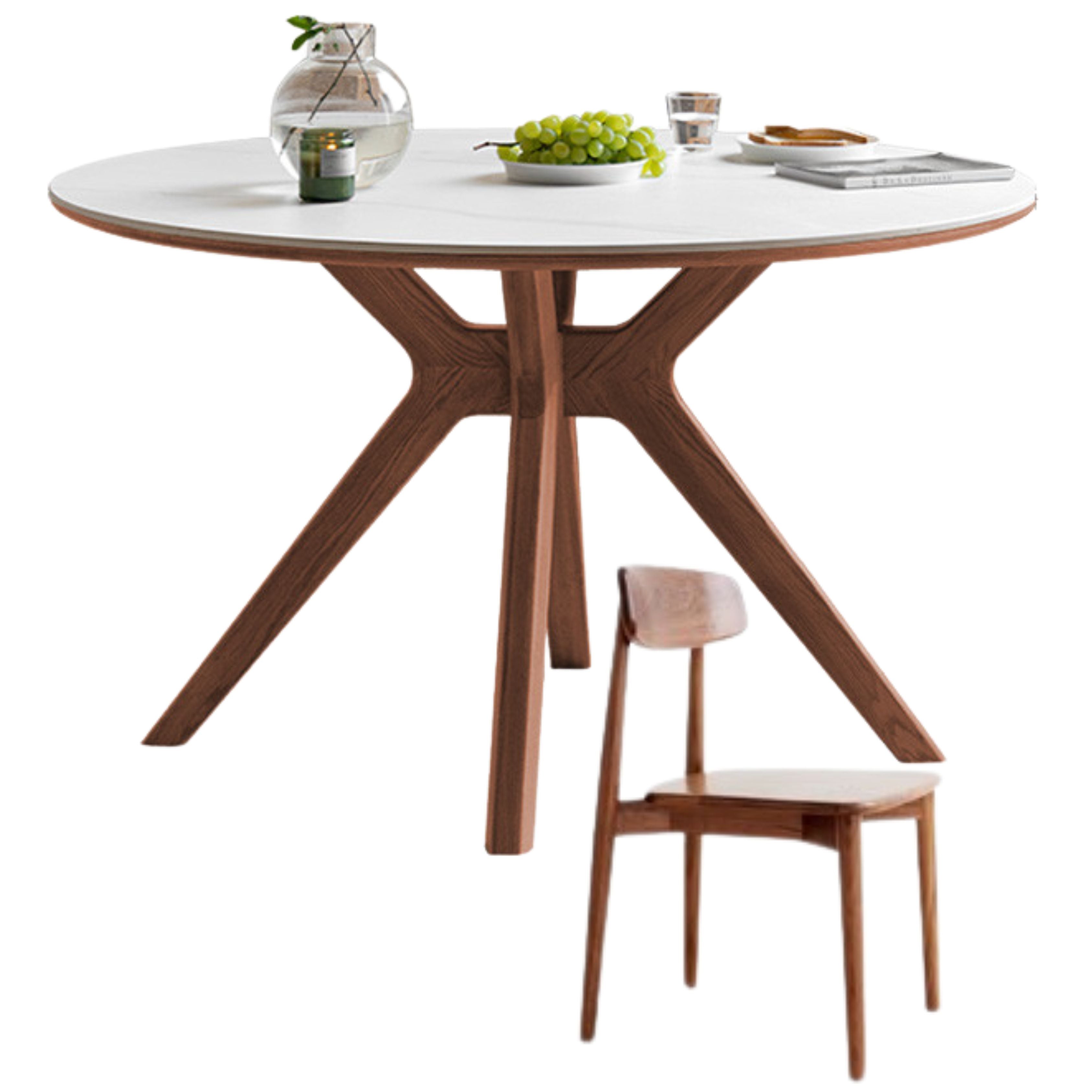 Black Walnut Solid Wood  round Dining Table