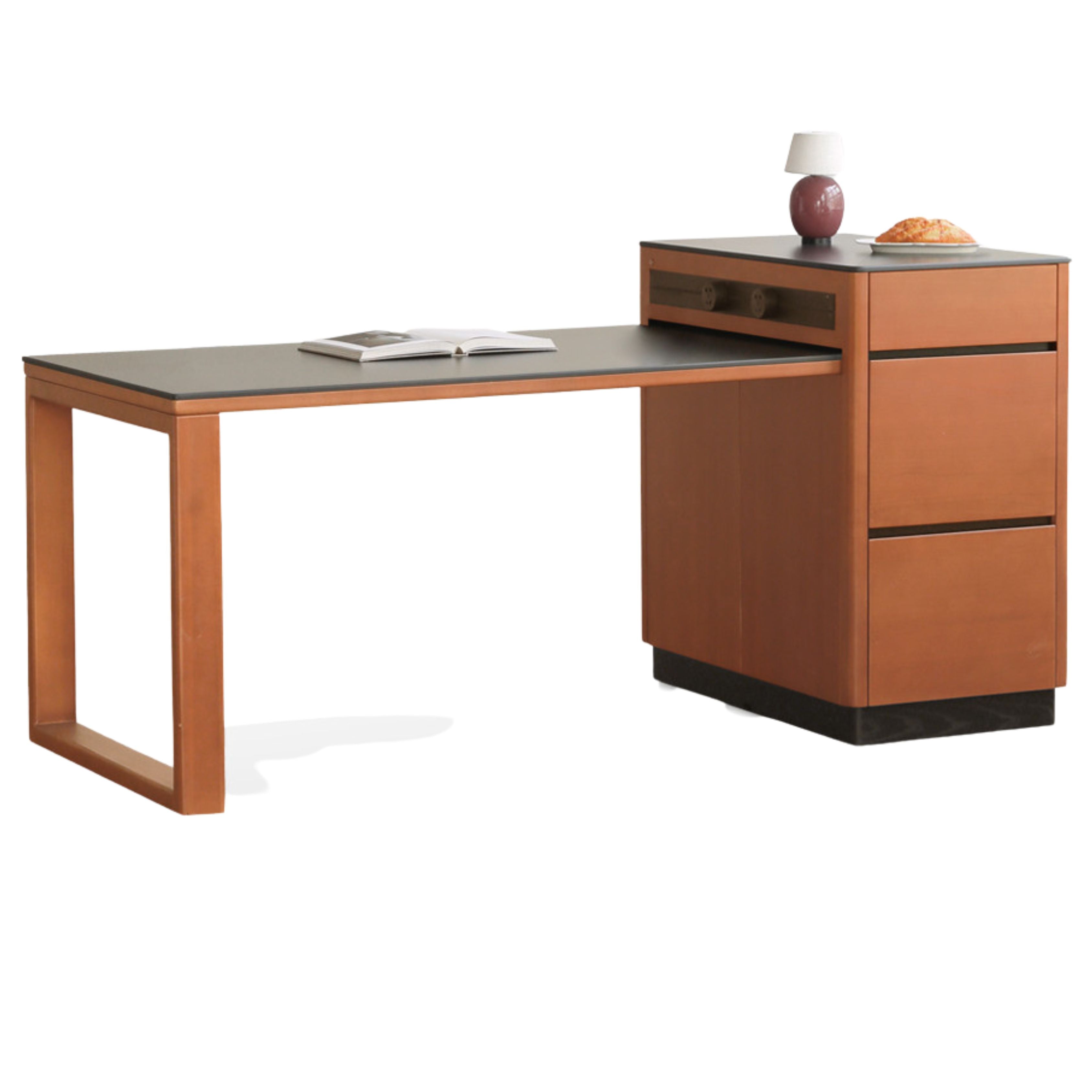 Poplar Solid Wood Island Retro Retractable Rock Plate Table Integrated
