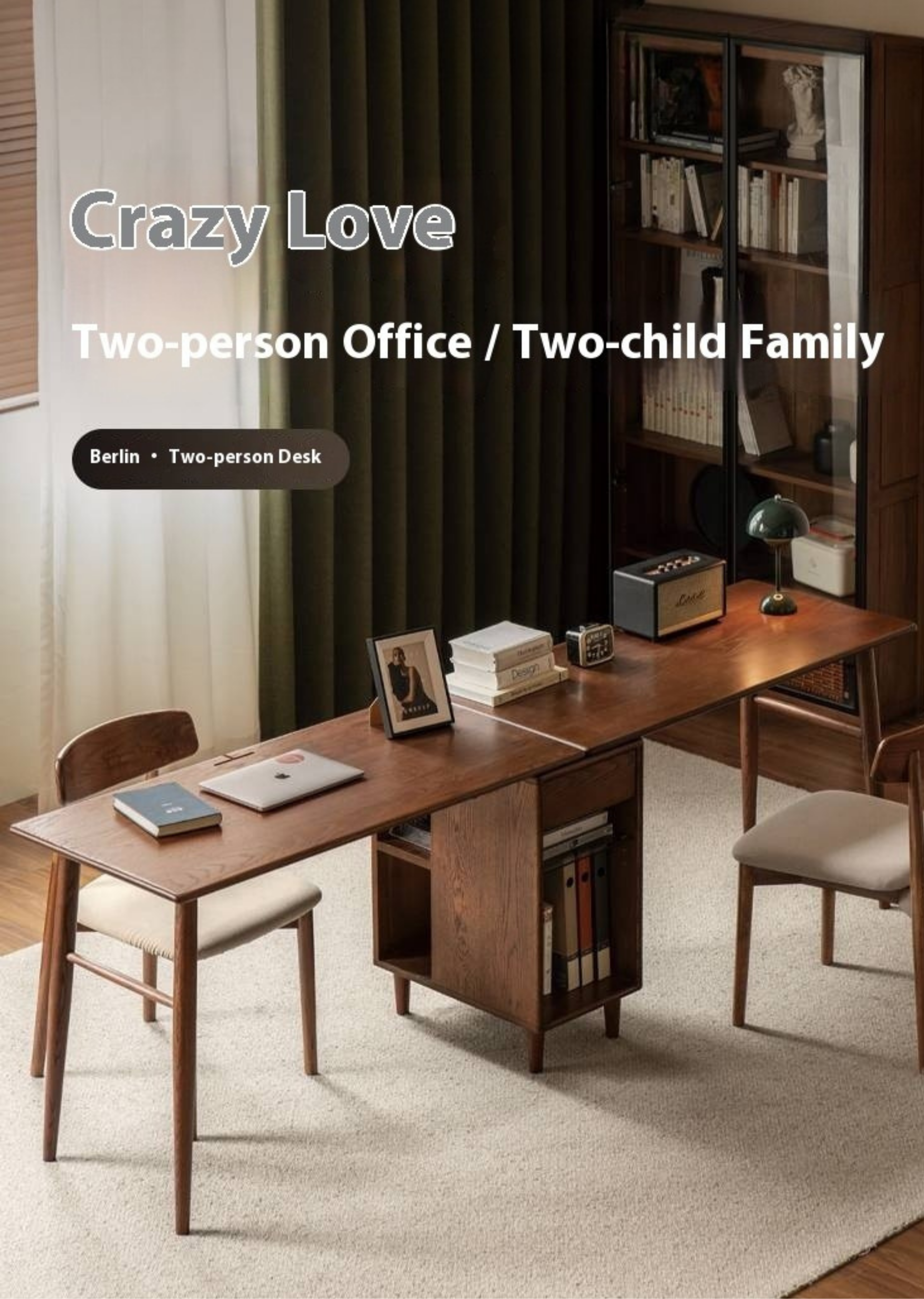 Oak Solid Wood Modern Double Computer