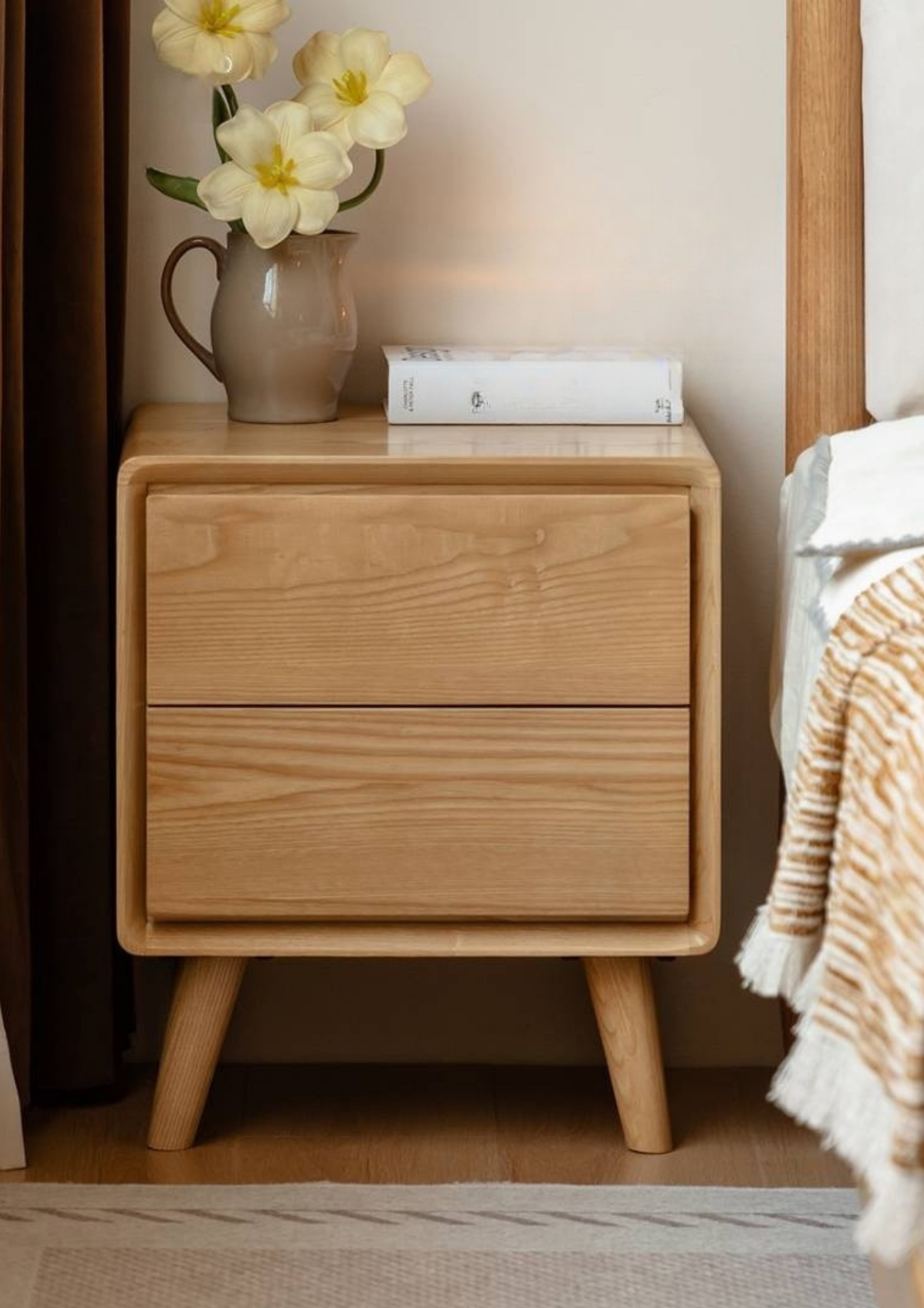 Ash, Oak Solid Wood Modern Nightshand
