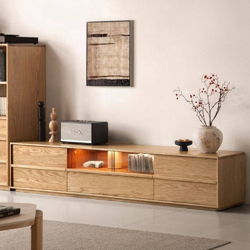 Oak, Ash Solid Wood Wabi-sabi Style TV Cabinet
