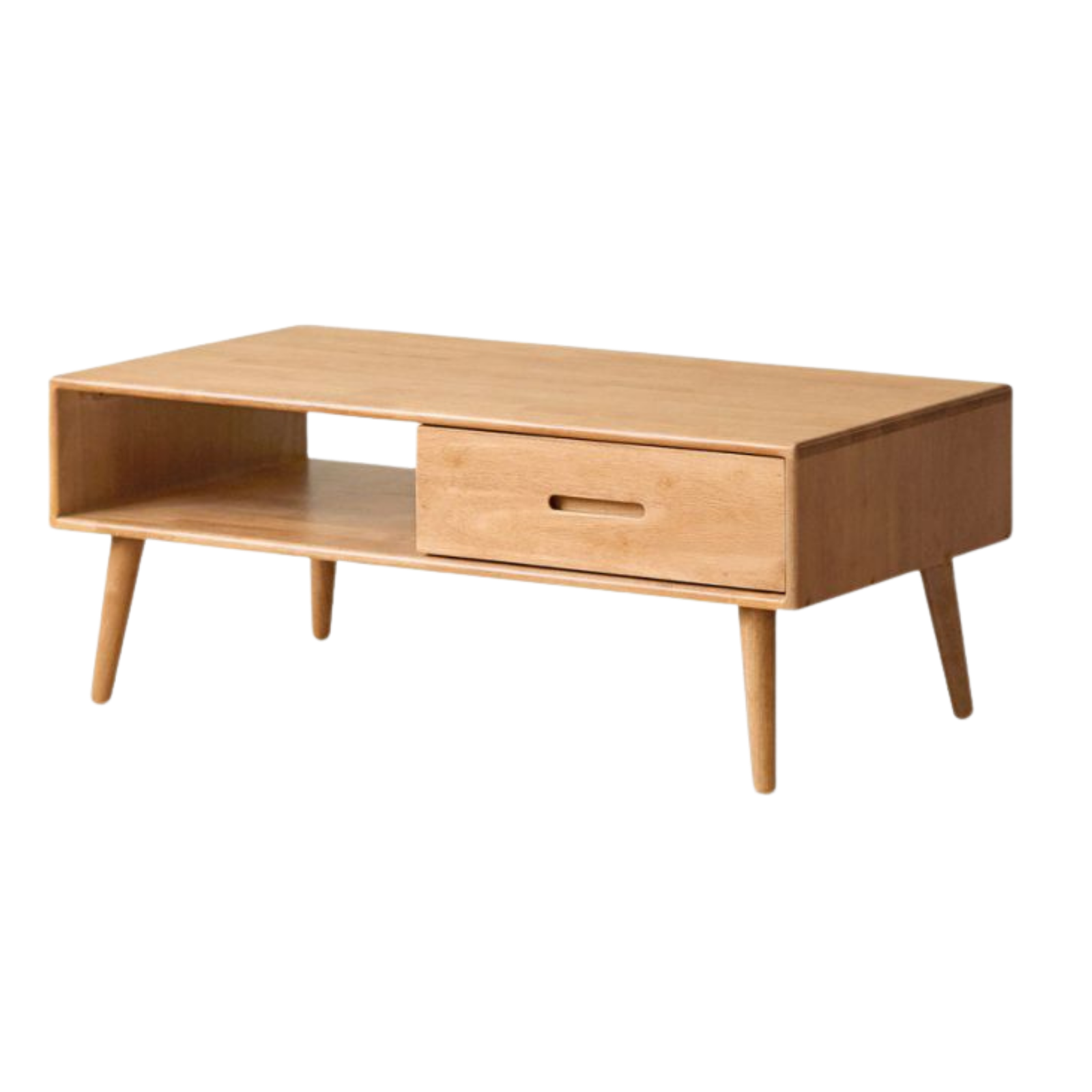 Solid RubberWood Coffee Table with Storage and Modern Aesthetic