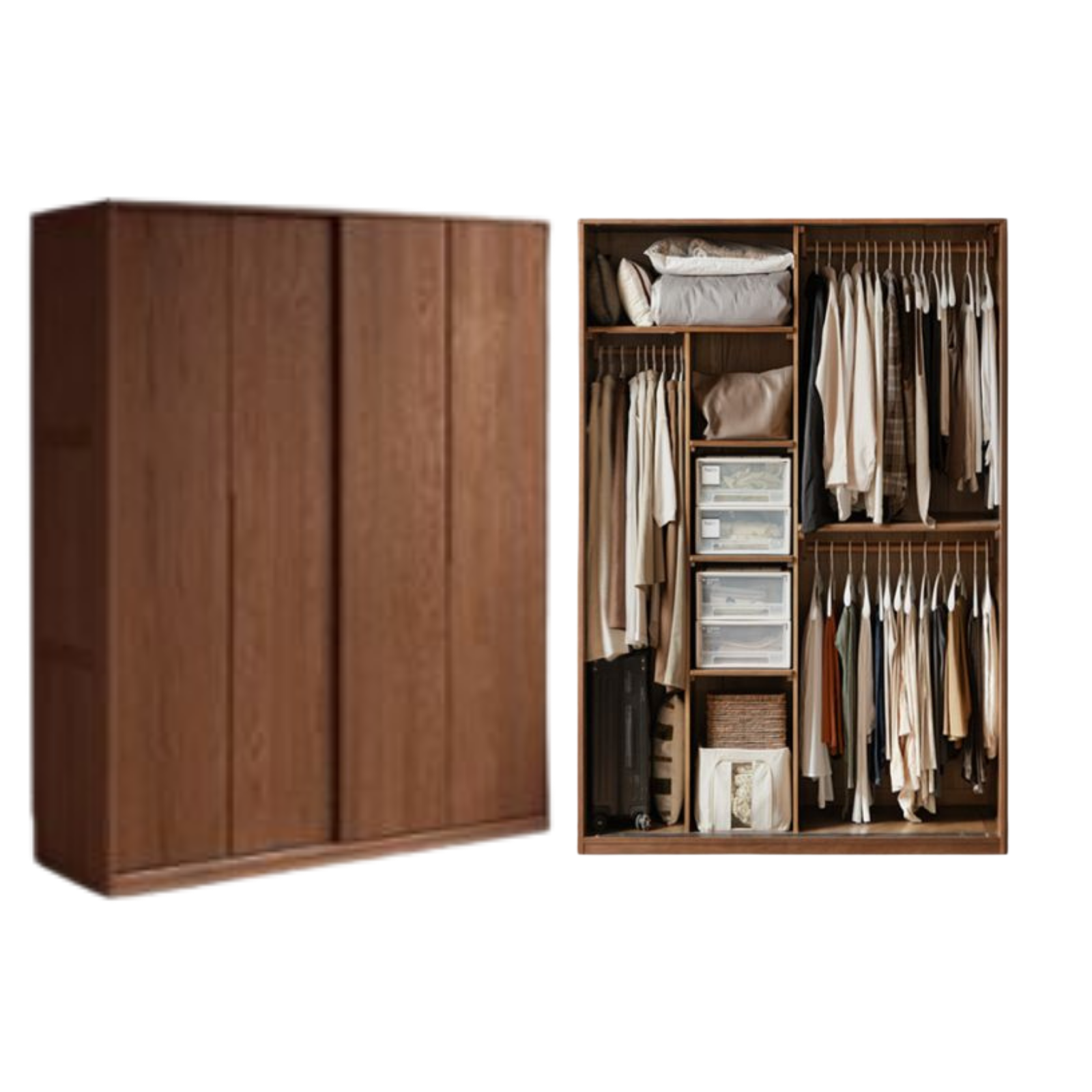 Oak Solid Wood Modern Style Wardrobe
