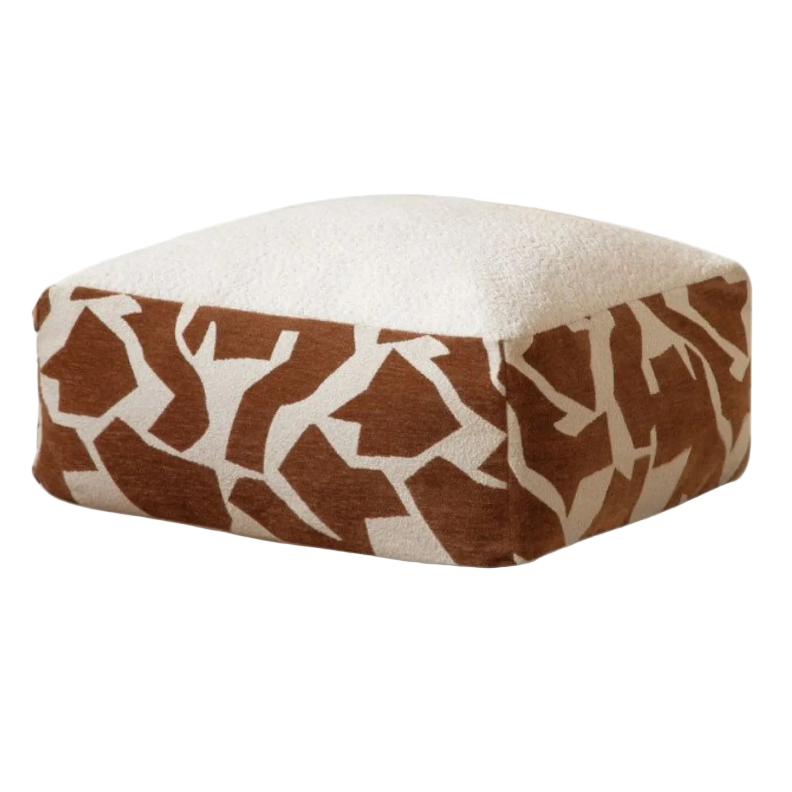 Simple Geometric Fabric Pouf with Washable, Detachable Cover