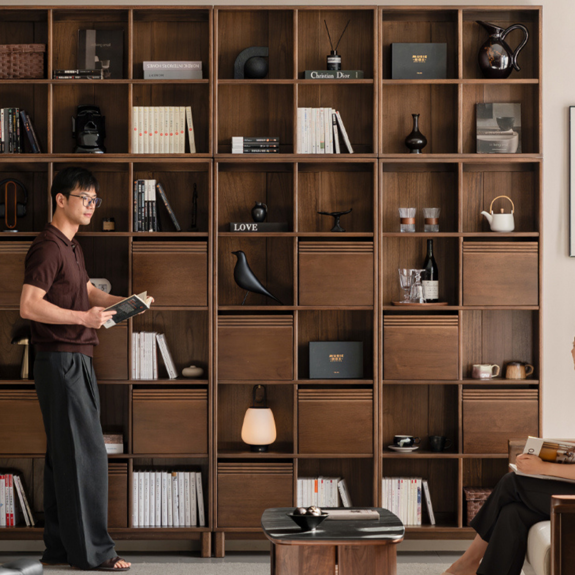 Sandalwood Solid Wood Combination Bookshelf