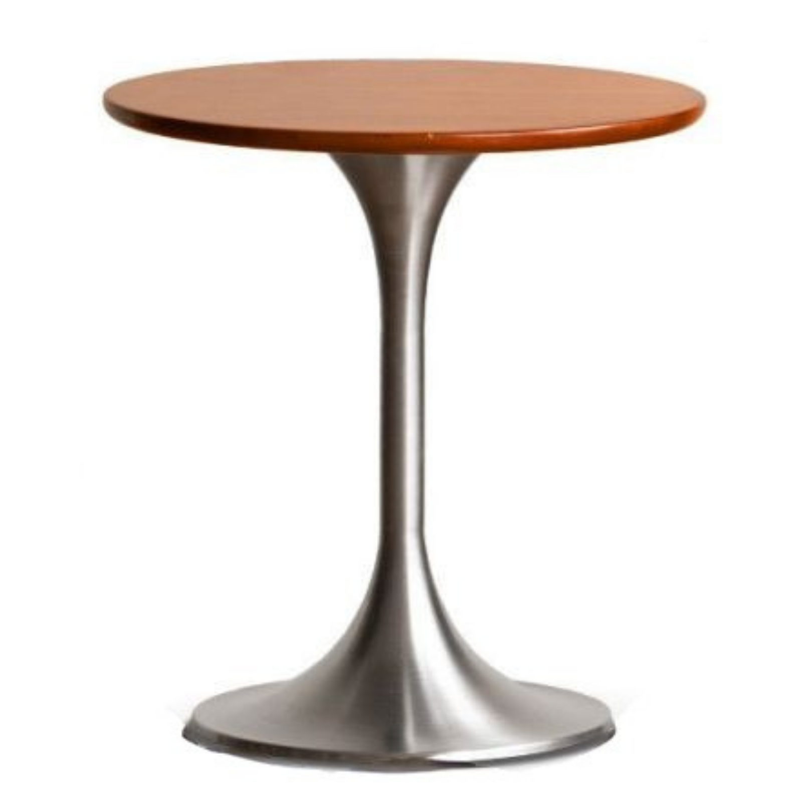 Poplar, Ash Solid Wood Side Table with Round Shape and Wrought Iron Frame
