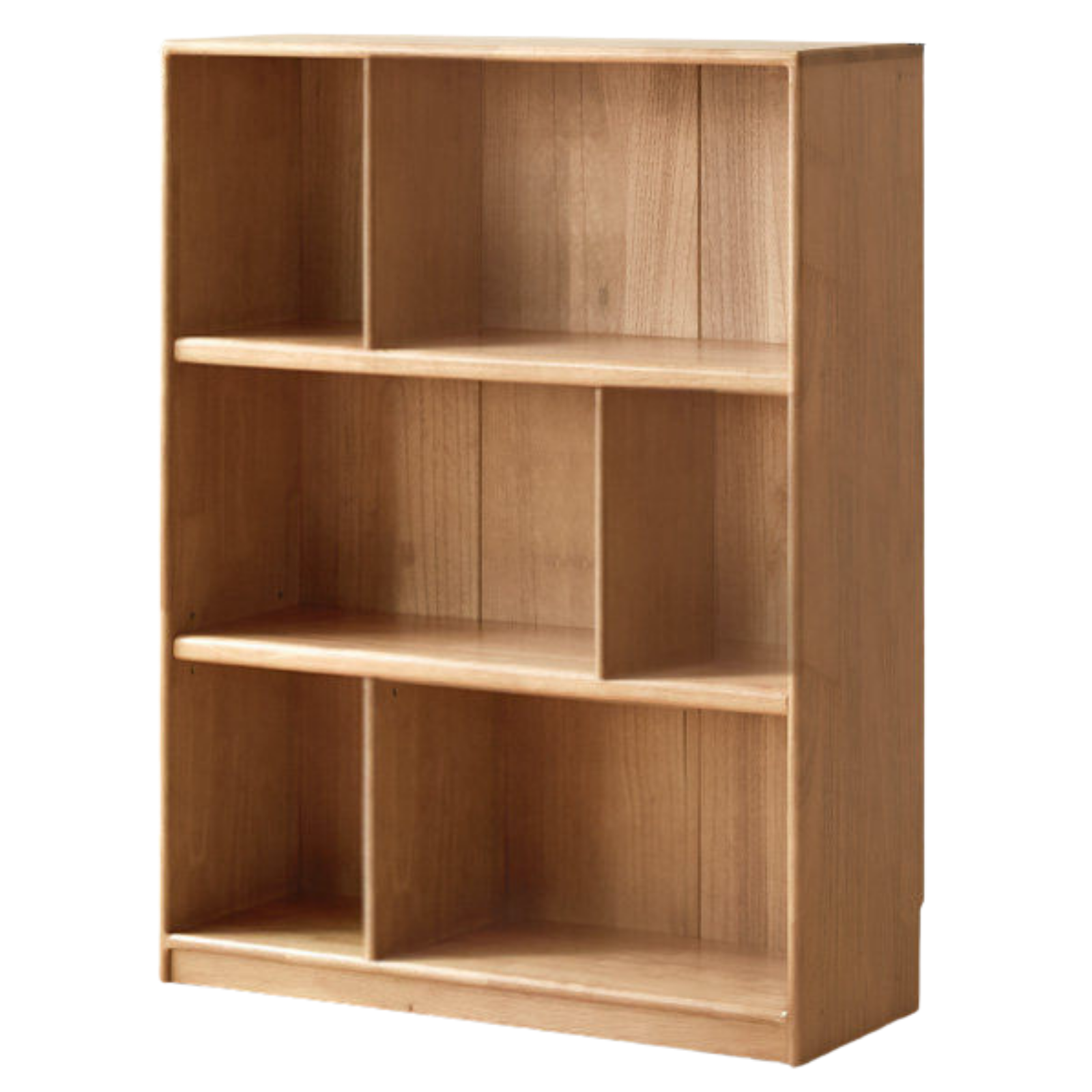Solid Rubberwood Floor-Standing Bookcase with Study Storage Cabinet