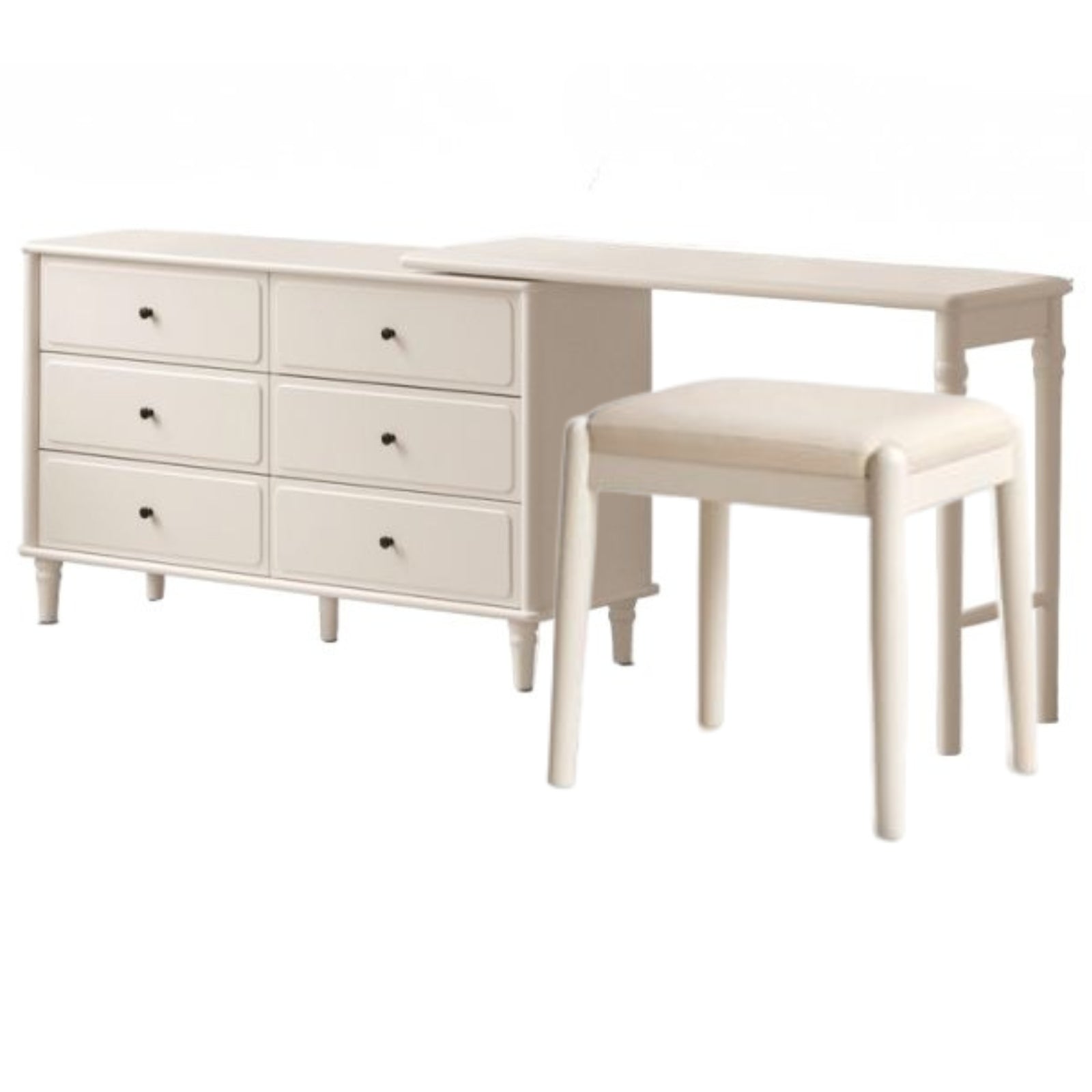 Solid Rubberwood French Retro Dressing Table