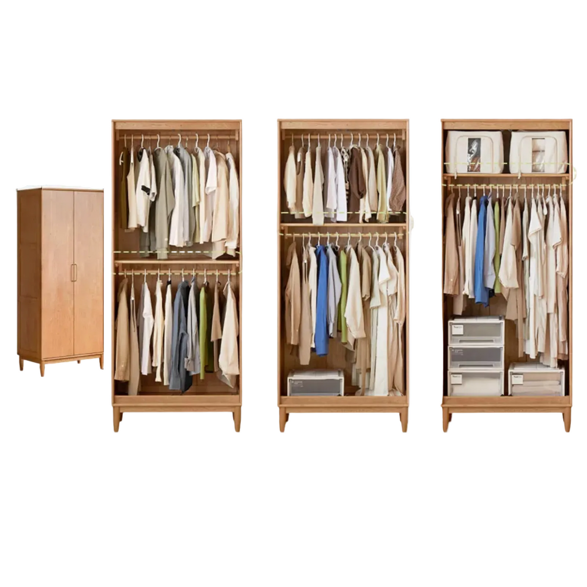 Cherry Solid Wood Wardrobe with Soft Modern Proportions