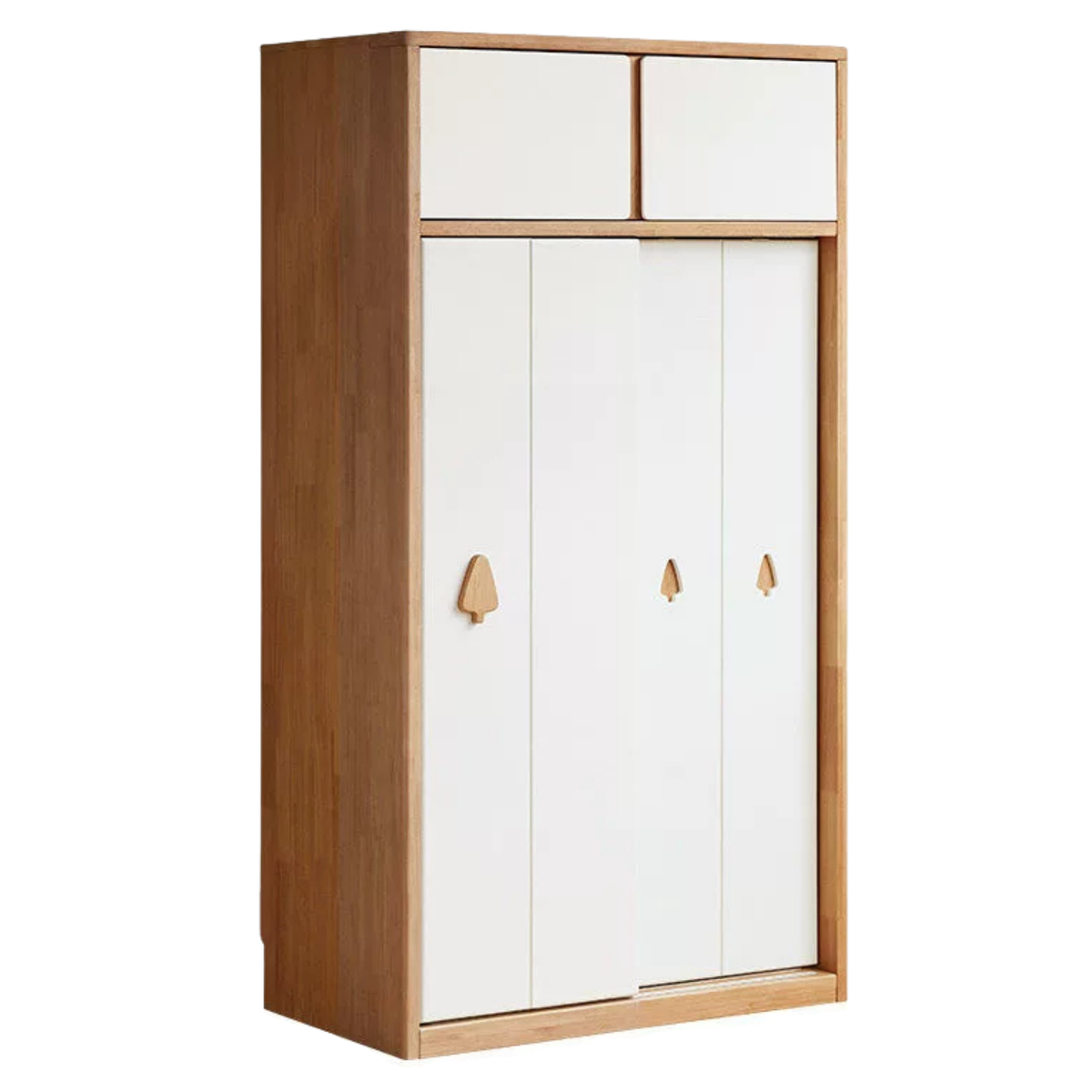 Solid Rubberwood Modern Kids Sliding Door Wardrobe