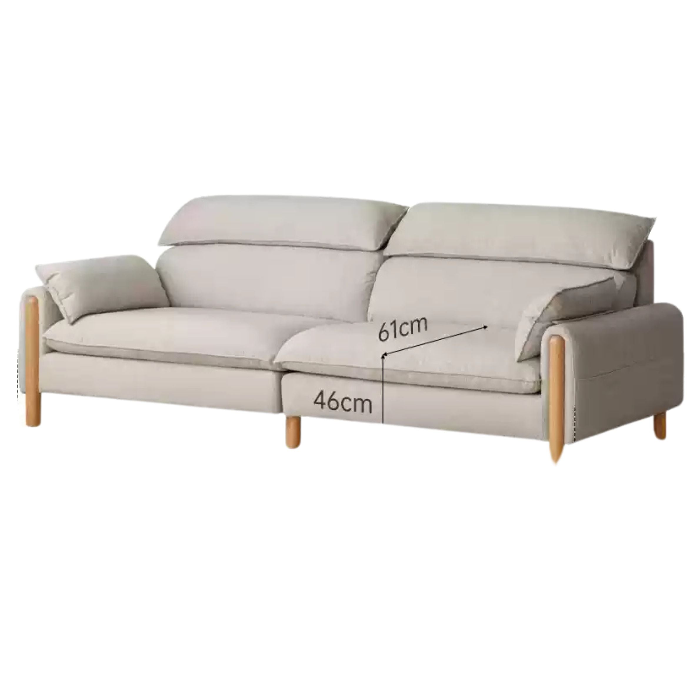 Oak high back chenille sofa washable