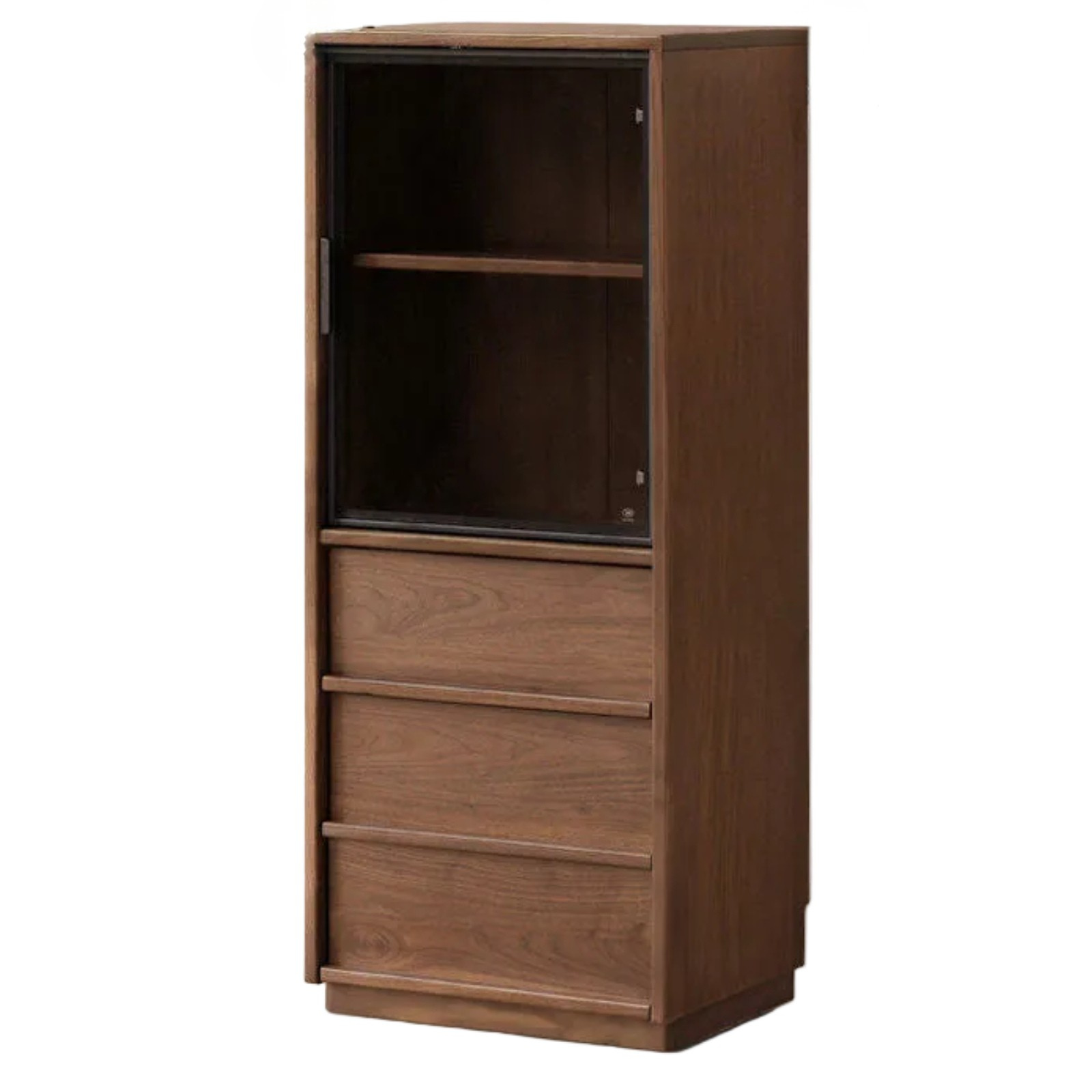 Black Walnut, Ash Solid Wood Side Cabinet With Light Display.