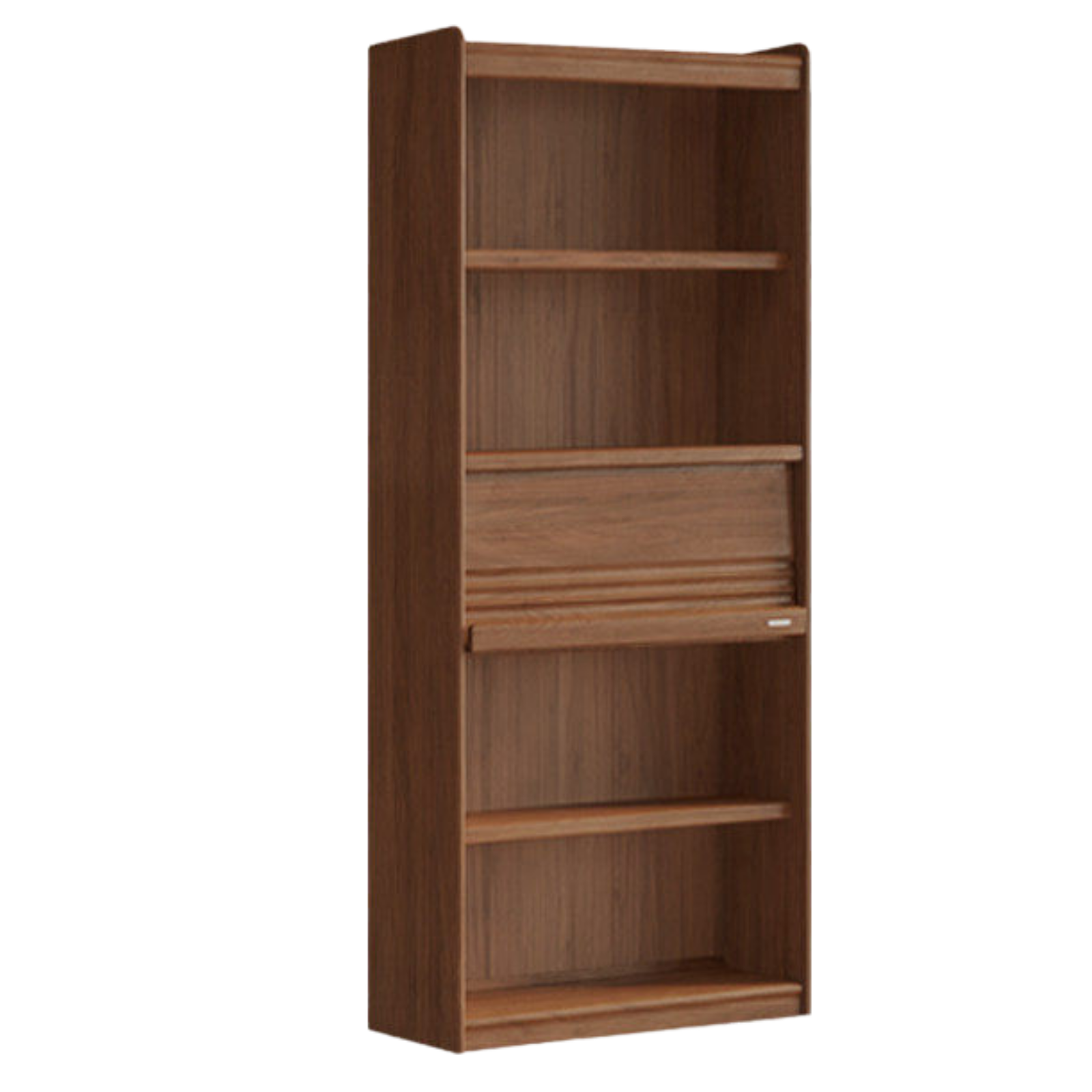 Black Walnut Solid Wood Integrated Wall Bookcase with Floor Display