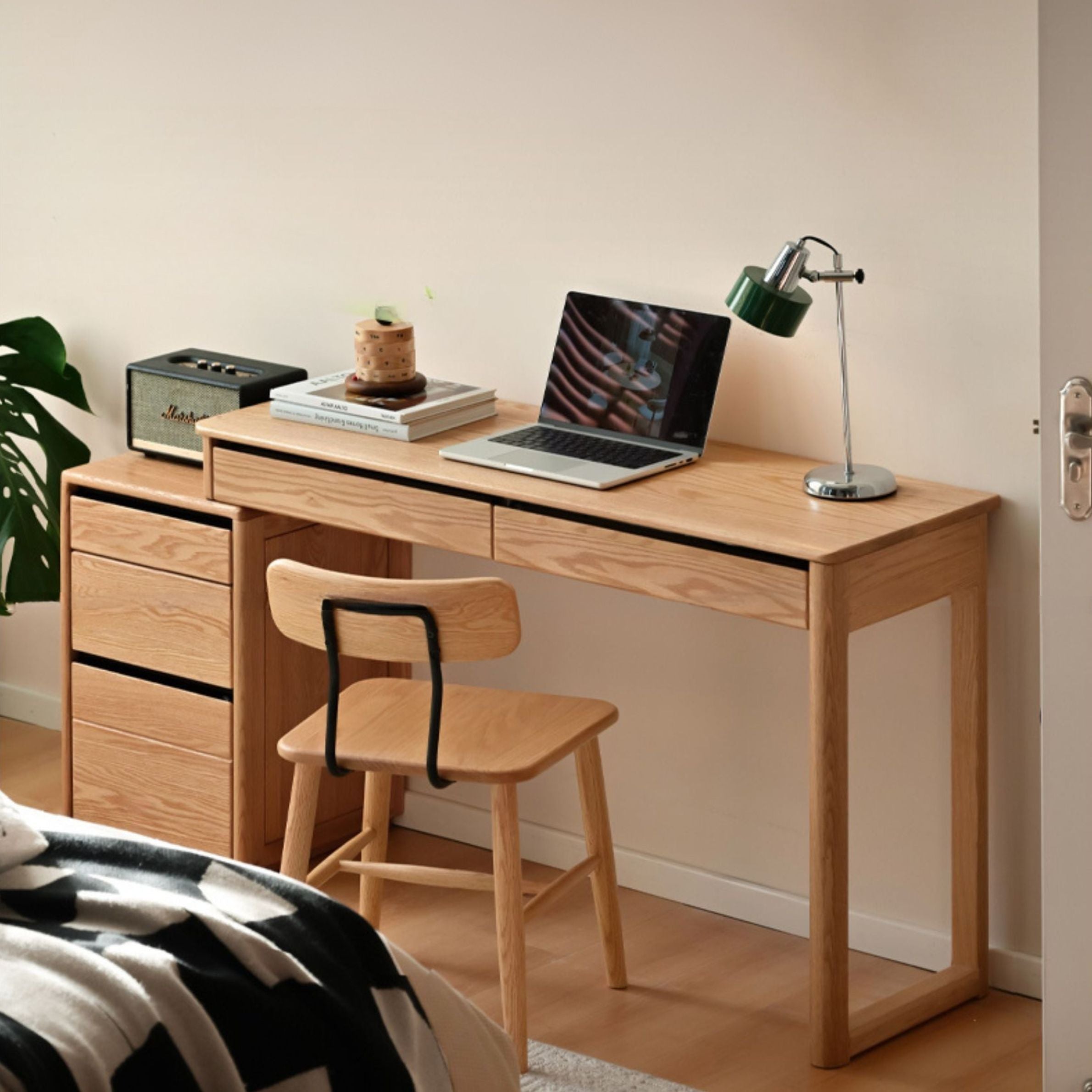 Oak Solid Wood Modern Computer Retractable Table