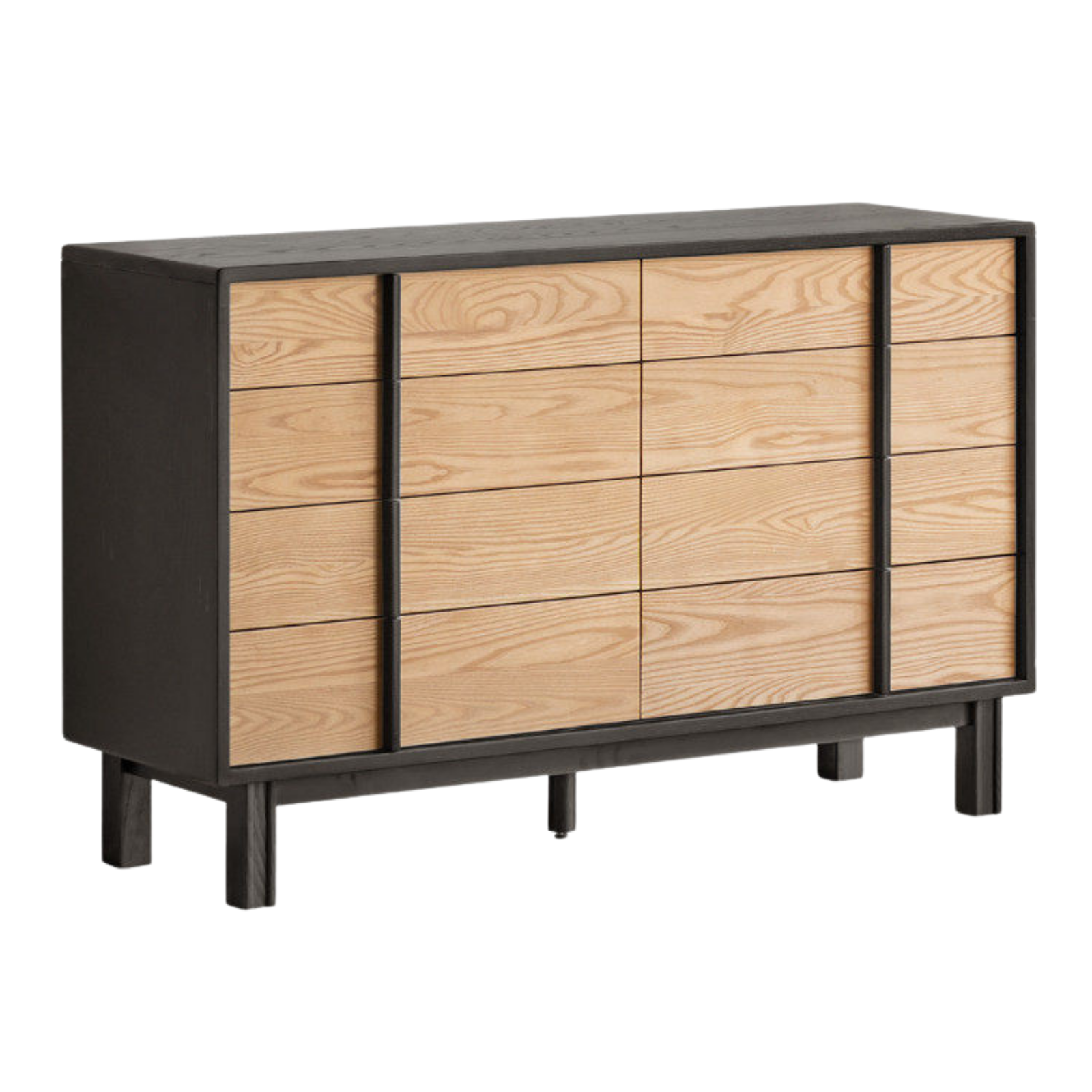 Ash Solid Wood Minimalist Chest of Drawers with Eight Drawers