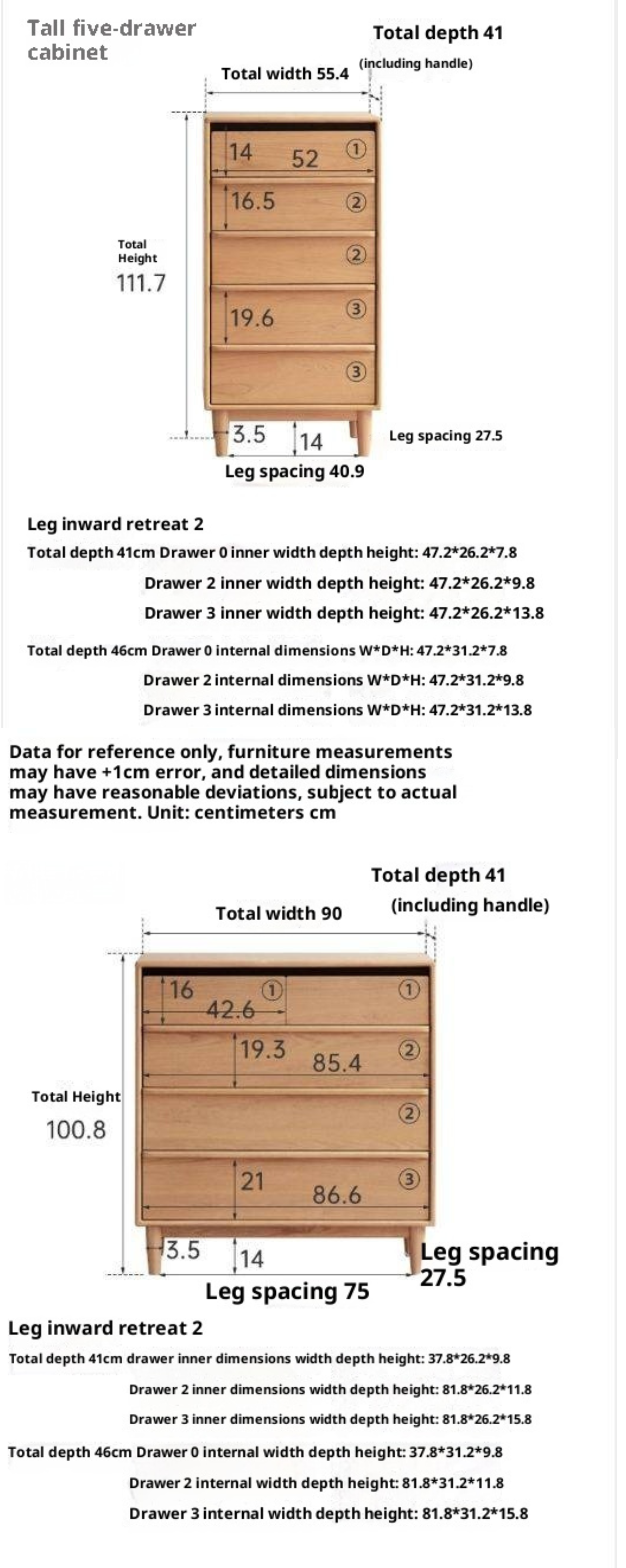 Oak, Ash Solid Wood Modern Storage  Drawer Cabinet