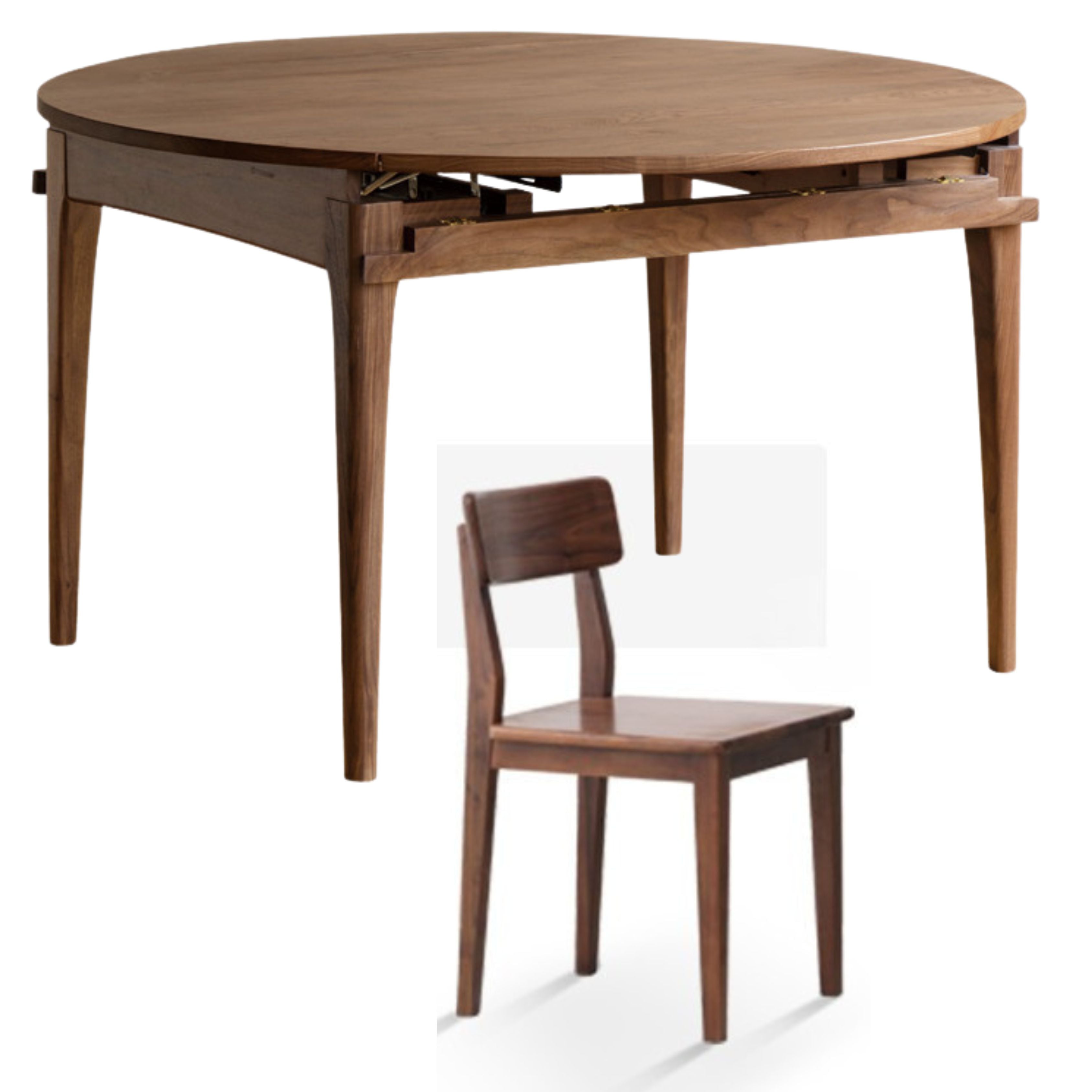 Black Walnut, Oak Solid Wood Modern Folding Dining Table