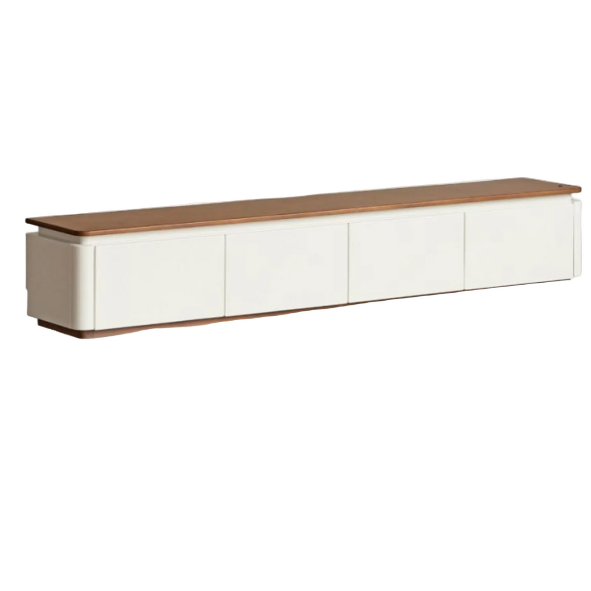 Solid RubberWood TV Stand with Two-Tone Color Block Design and Built-In Ambient Light