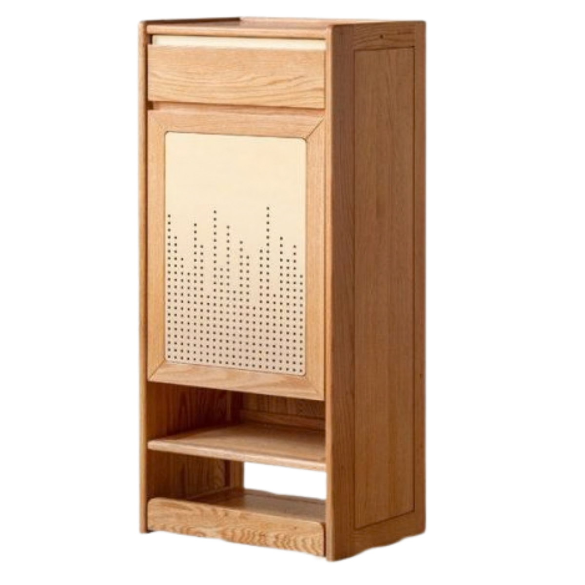 Oak Solid Wood Narrow Shoe Storage Cabinet with Pull-Out Drawer