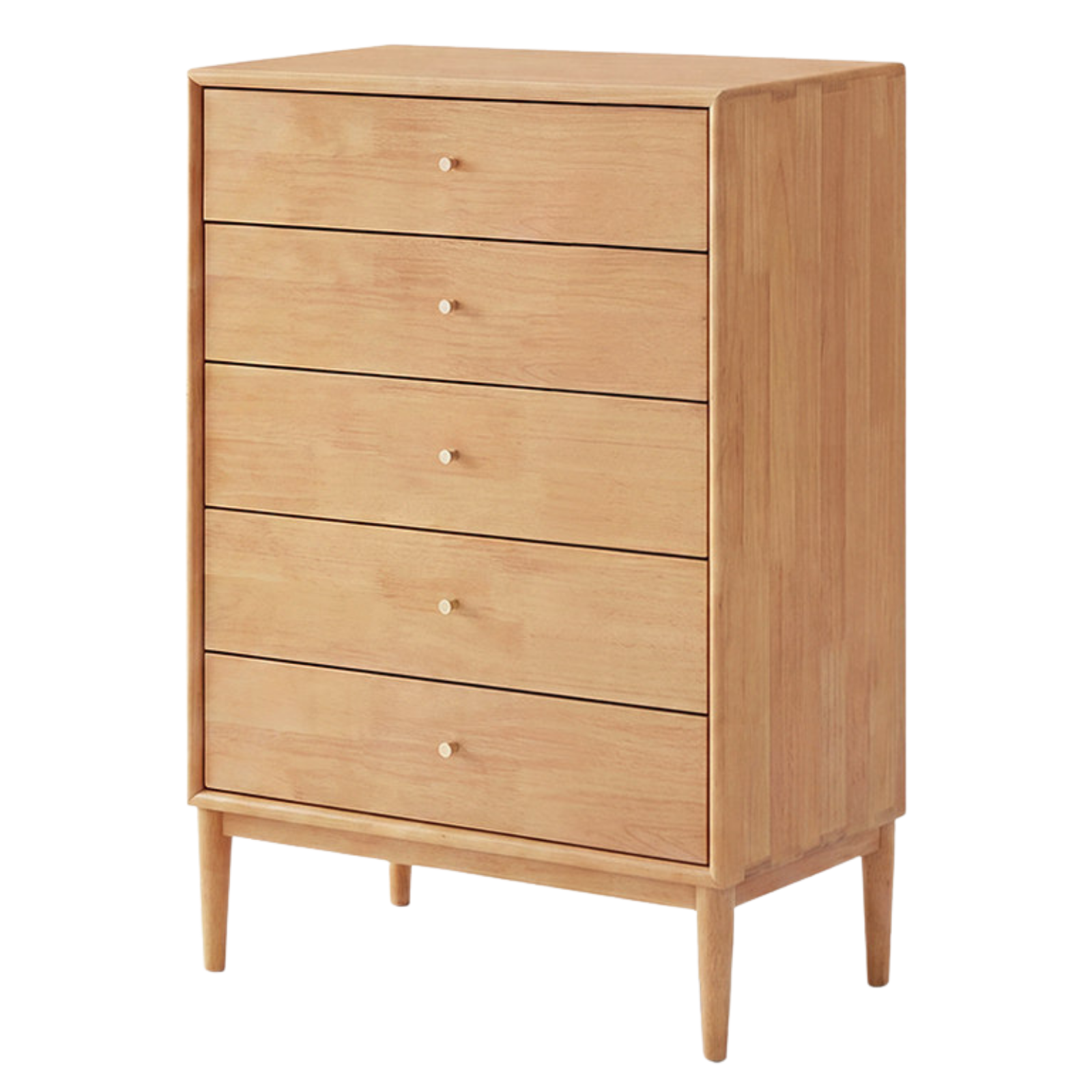 Oak Solid Wood, Solid Rubberwood Nordic Chest of Drawers
