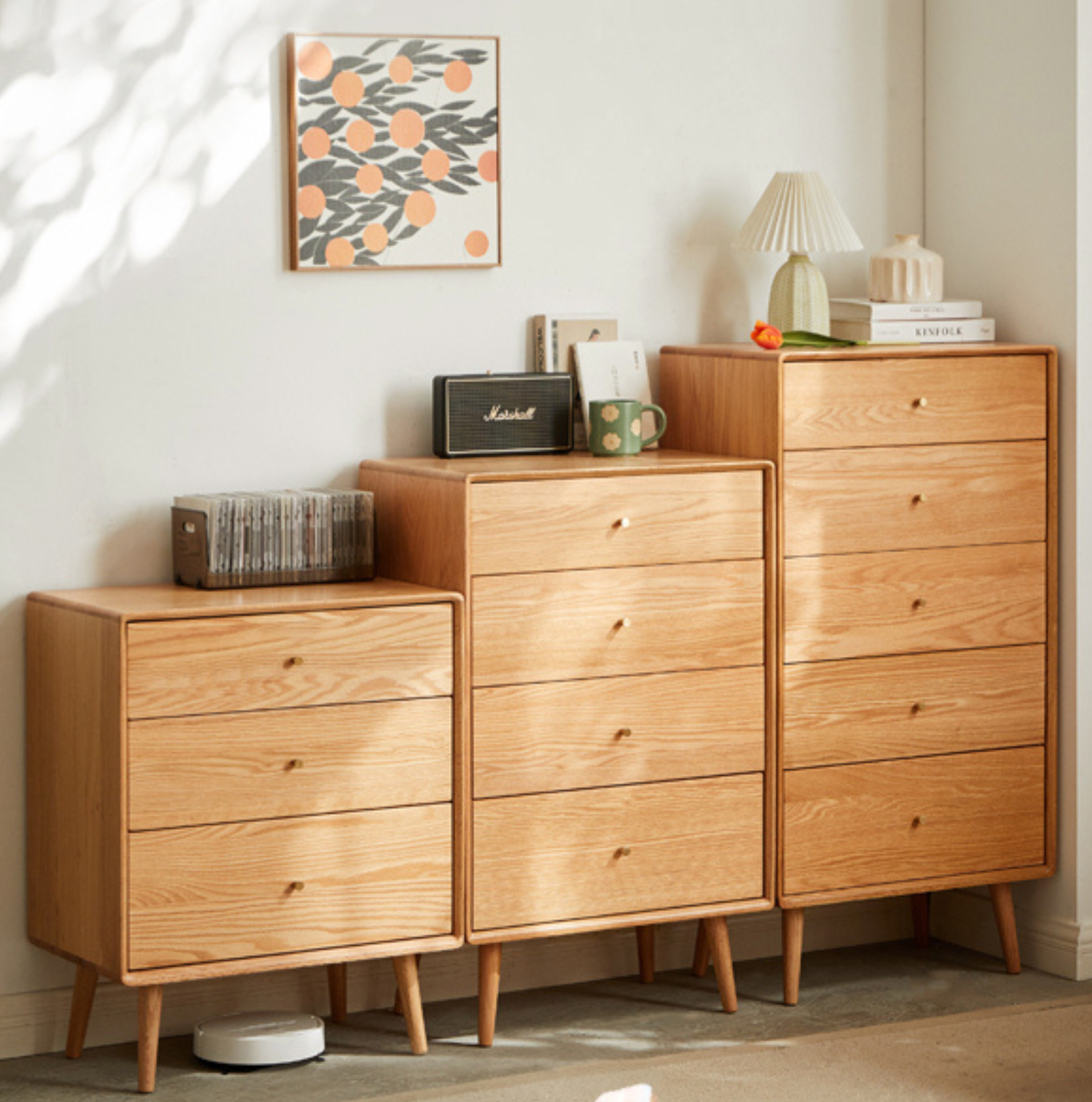 Oak Chest of Drawers Storage Cabinet