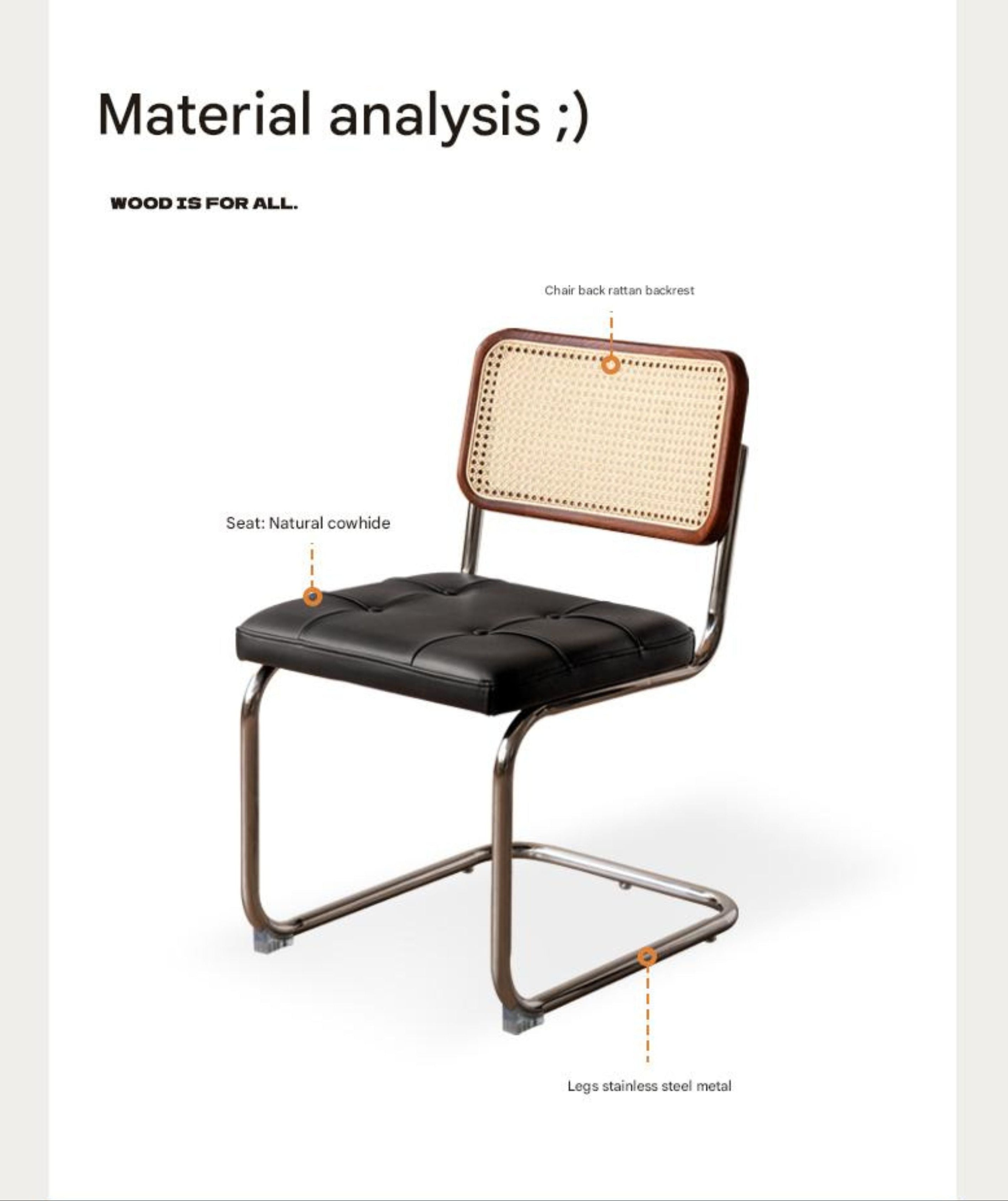 4 pcs Oak Solid Wood leather Soft Suspended Chair