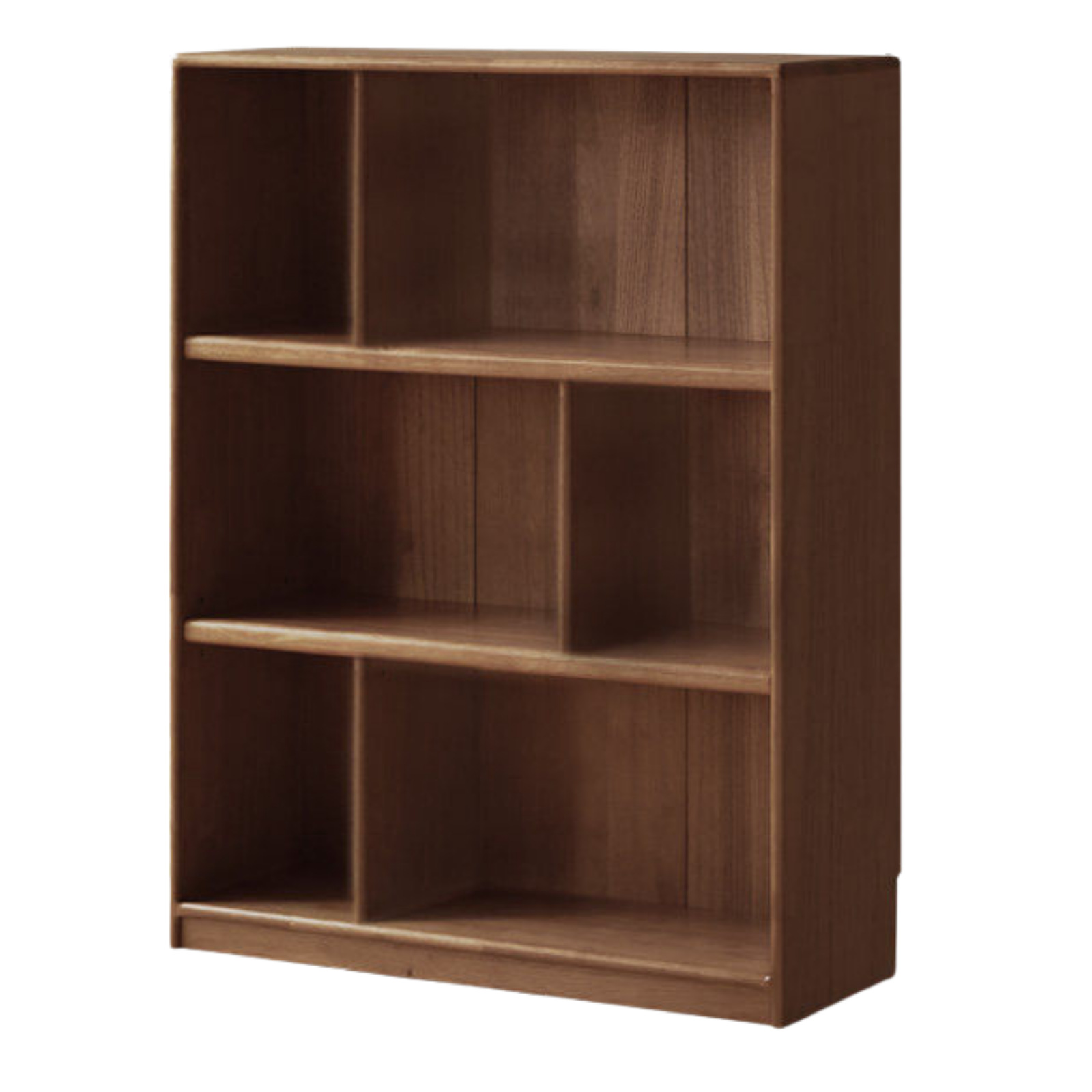 Solid Rubberwood Modern Minimalist Bookcase with Floor-Standing Storage