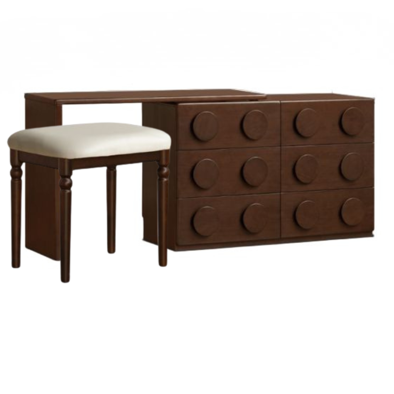 Poplar Solid Wood Retro Medieval Style Rotating Dressing Table