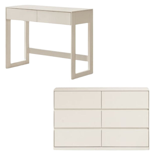 Solid Rubberwood White Cream Wind Dressing Table