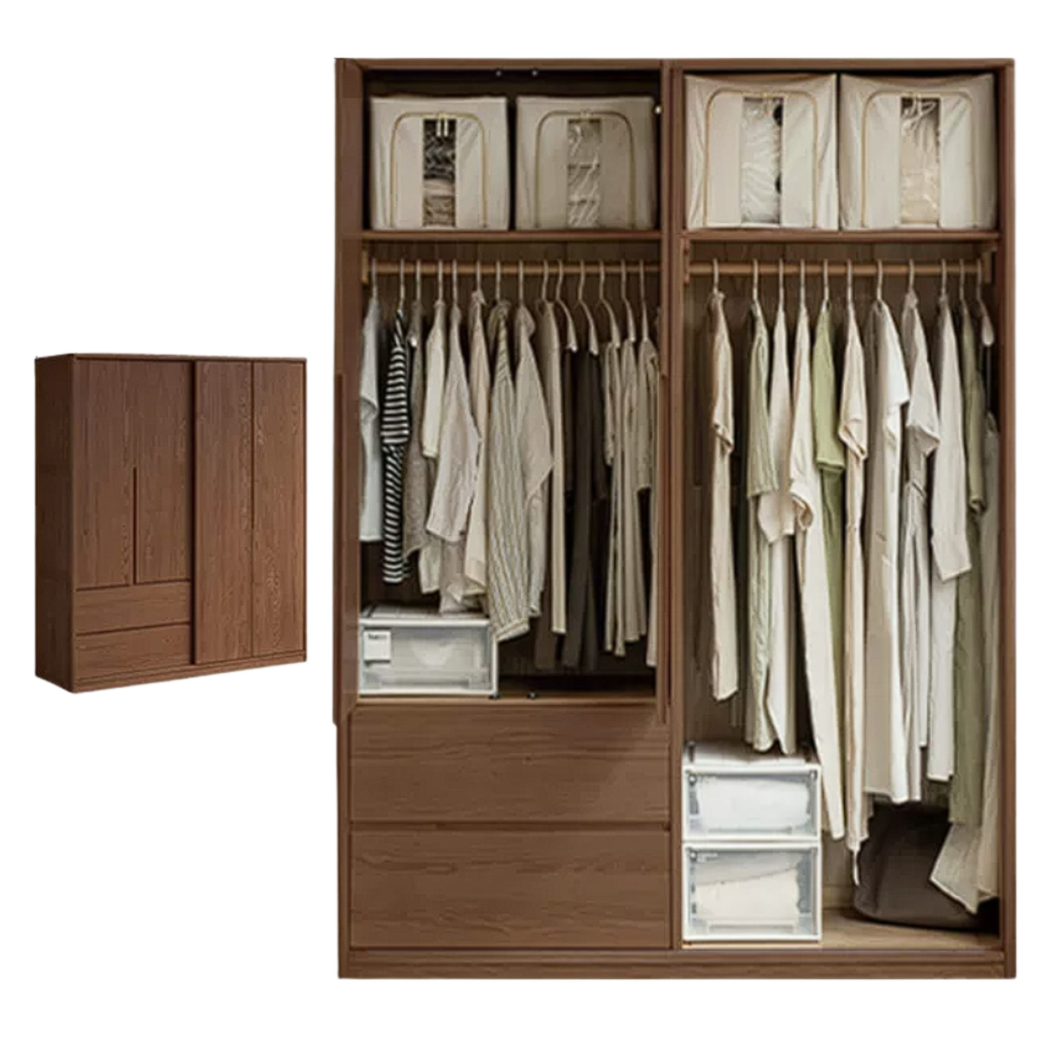 Oak Solid Wood Sliding Door Wardrobe.