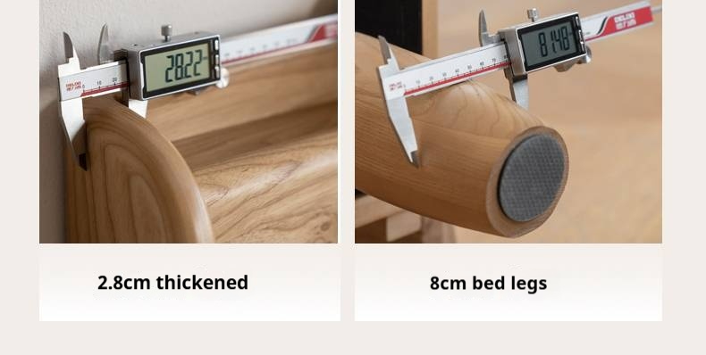 Ash Solid Wood High Backrest Large Bed