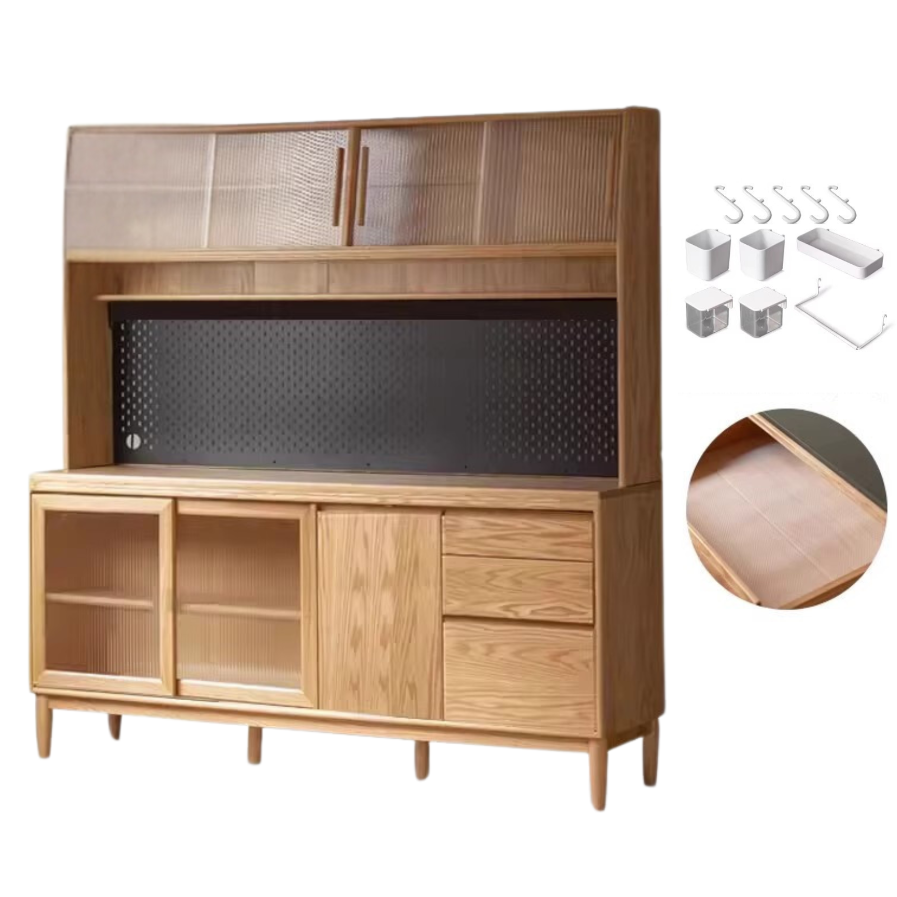 Oak Solid Wood Large Capacity Storage Sideboard,