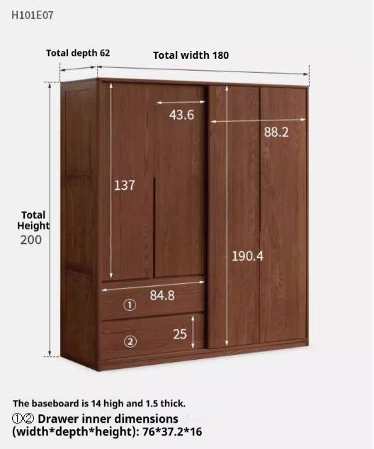 Oak Solid Wood Sliding Door Wardrobe.